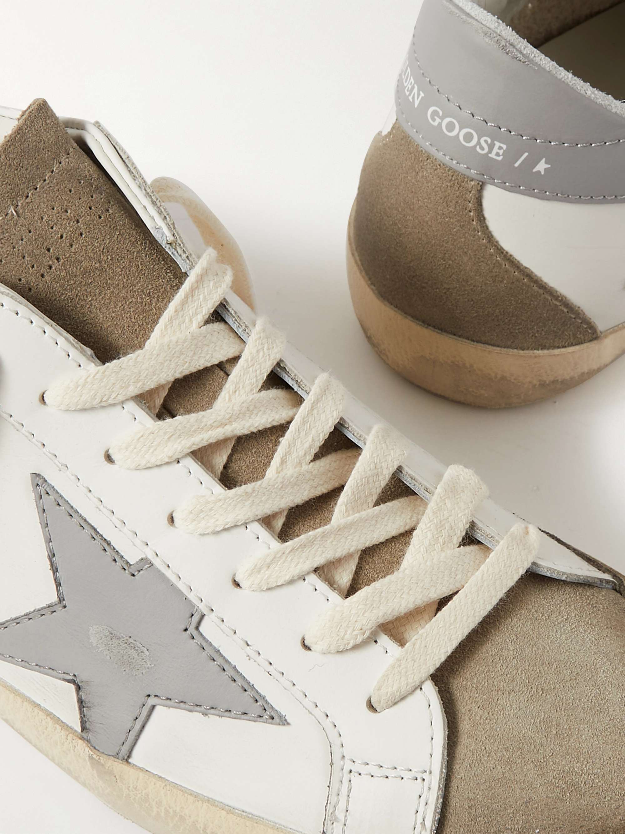 GOLDEN GOOSE Superstar Distressed Leather and Suede Sneakers
