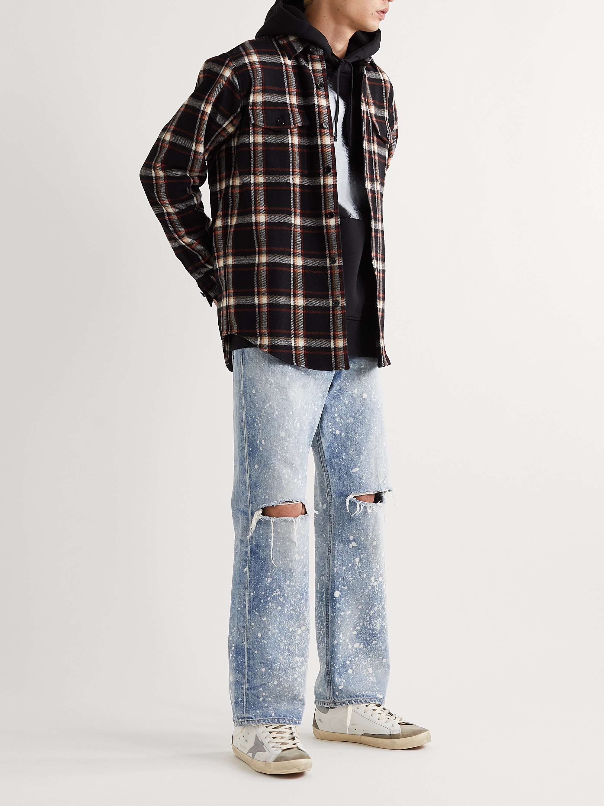 GOLDEN GOOSE Superstar Distressed Leather and Suede Sneakers