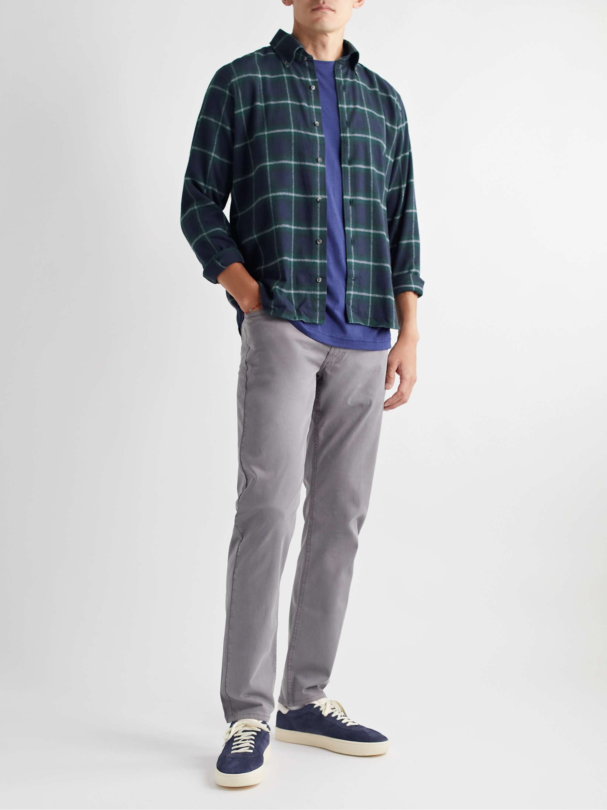 PETER MILLAR ButtonDown Collar Checked CottonFlannel Shirt for Men