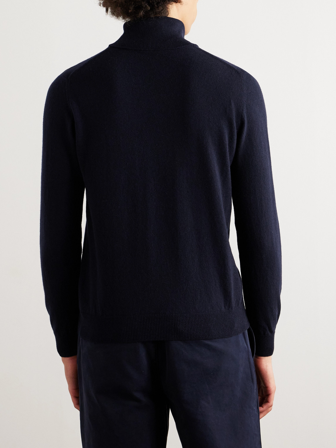 Shop Incotex Zanone Slim-fit Virgin Wool And Cashmere-blend Rollneck Sweater In Blue