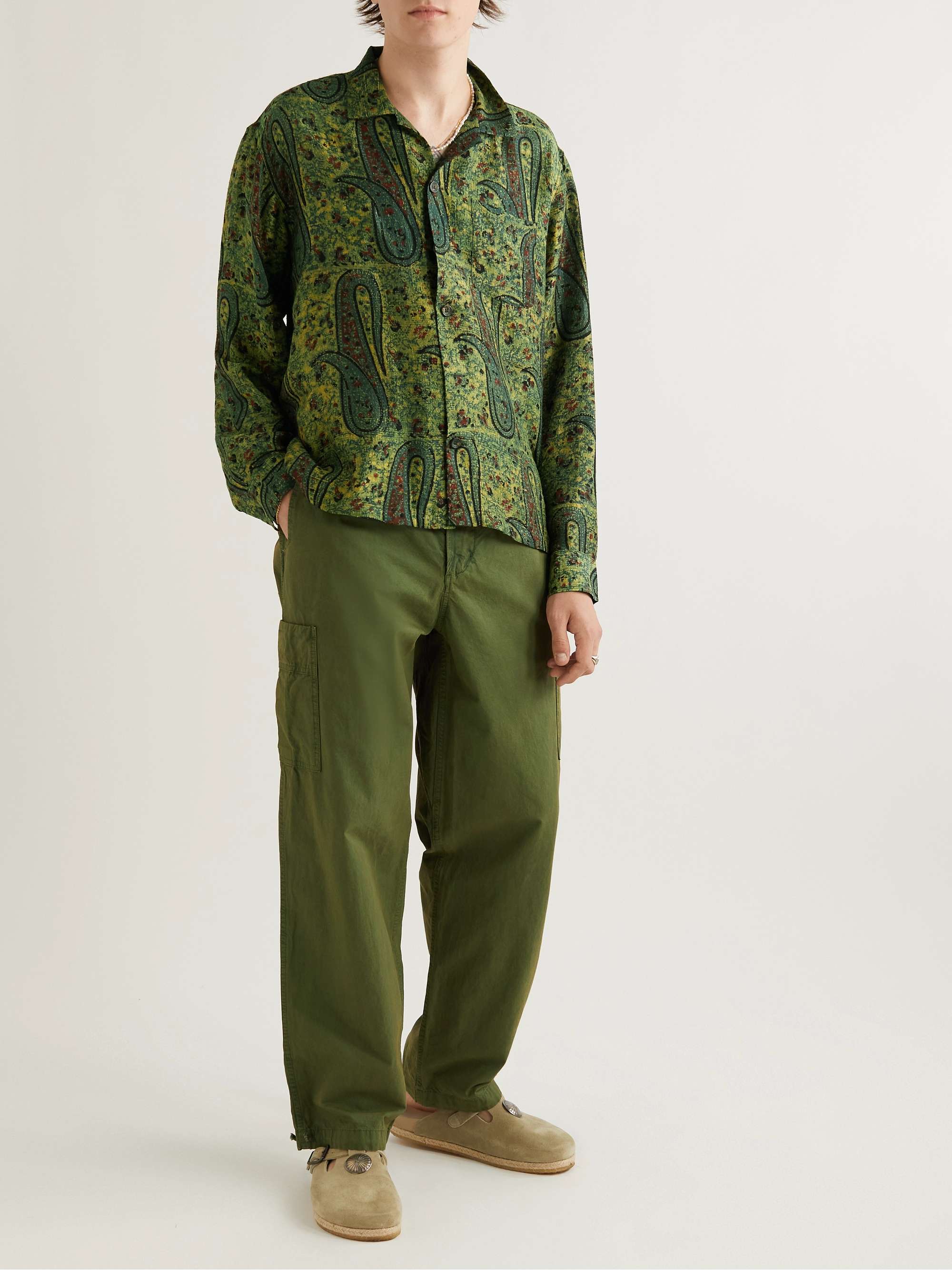 Camp-Collar Printed Silk-Gauze Shirt Camp-Collar Printed Silk-Gauze Shirt