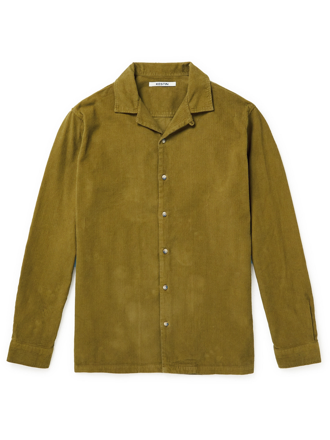 Kestin Tain Convertible-collar Cotton-corduroy Shirt In Green