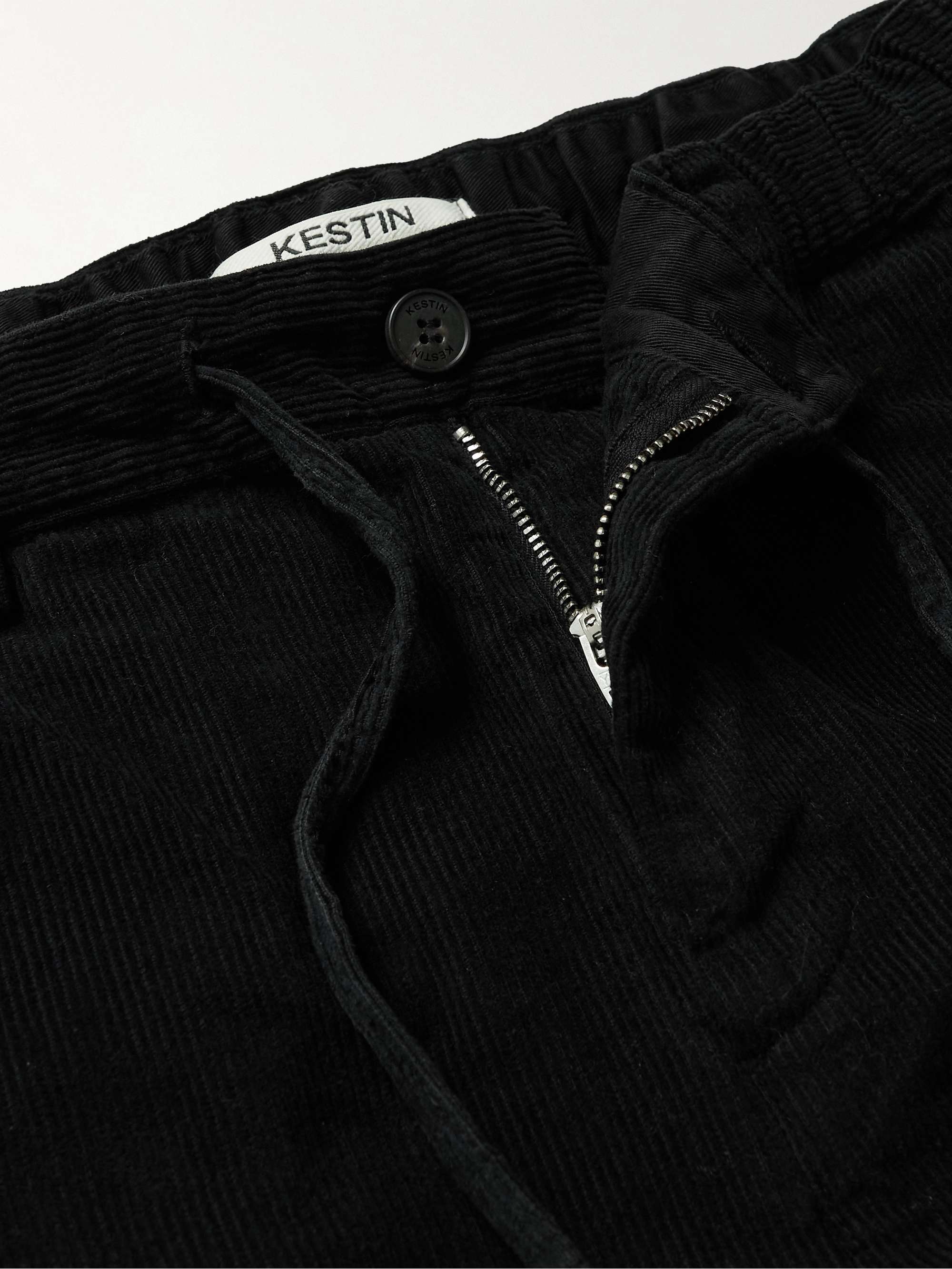 KESTIN Inverness Straight-Leg Cotton-Corduroy Drawstring Trousers