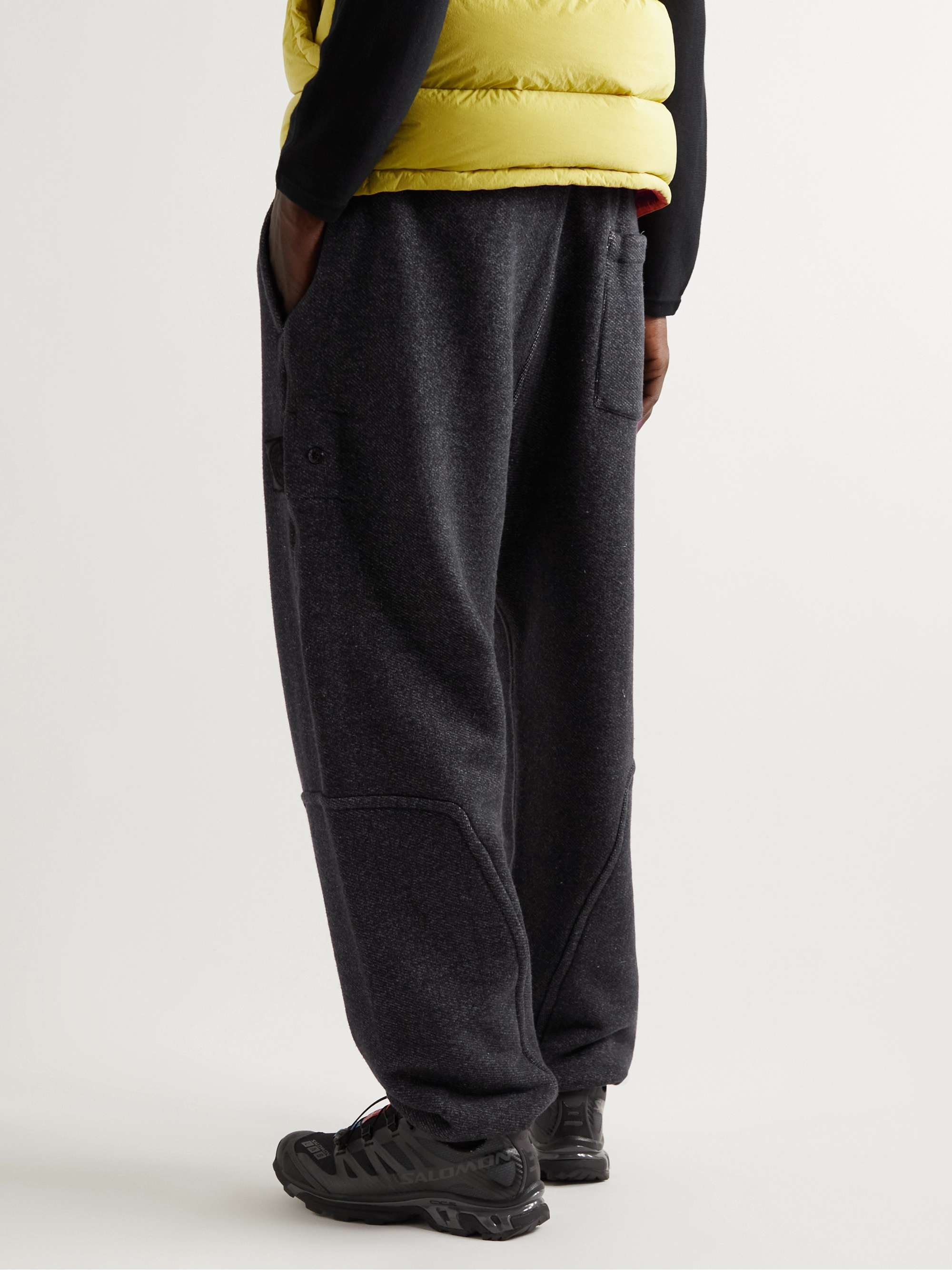 STONE ISLAND SHADOW PROJECT Straight-Leg Logo-Appliquéd Cotton-Blend Fleece Sweatpants
