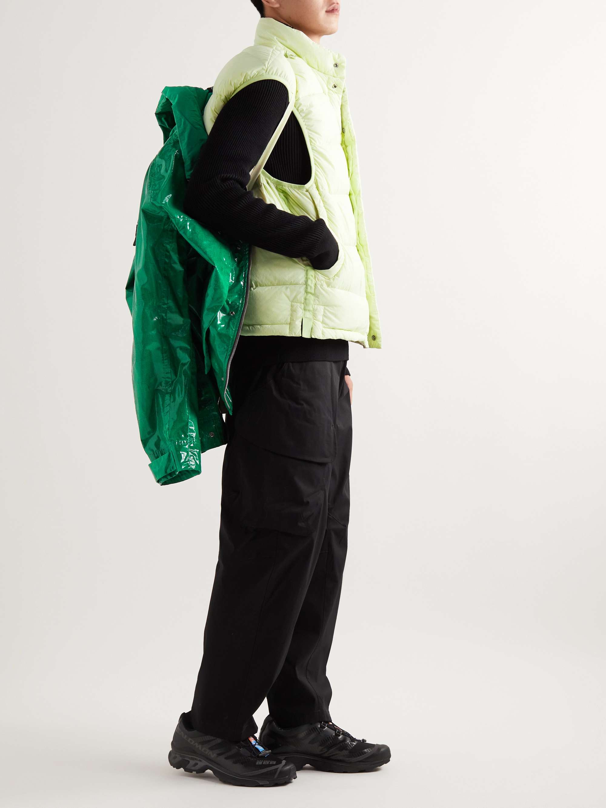 STONE ISLAND SHADOW PROJECT Convertible Layered Glossed-Cotton Hooded Down Jacket