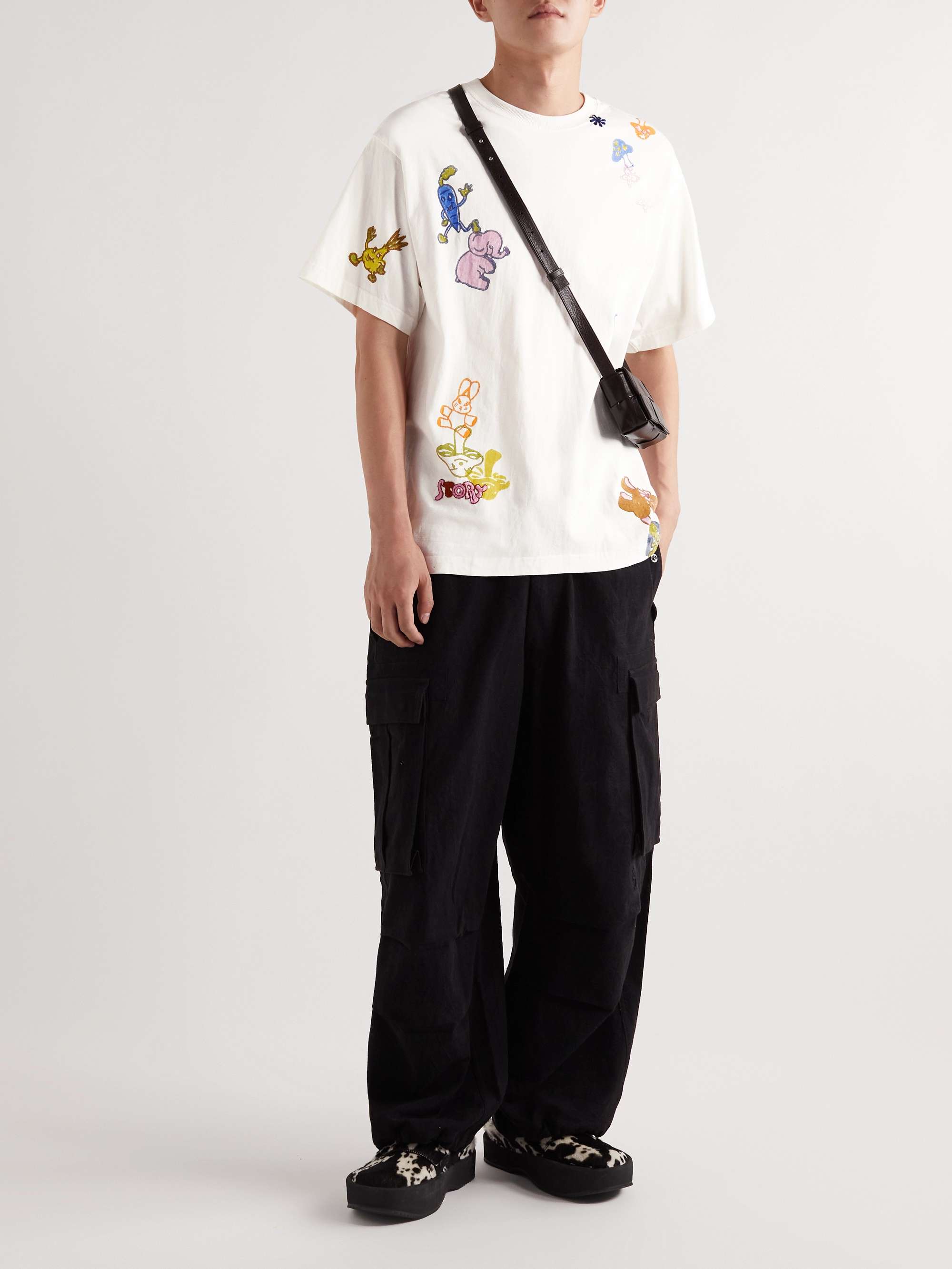 STORY MFG. Grateful Logo-Embroidered Printed Organic Cotton-Jersey T-Shirt