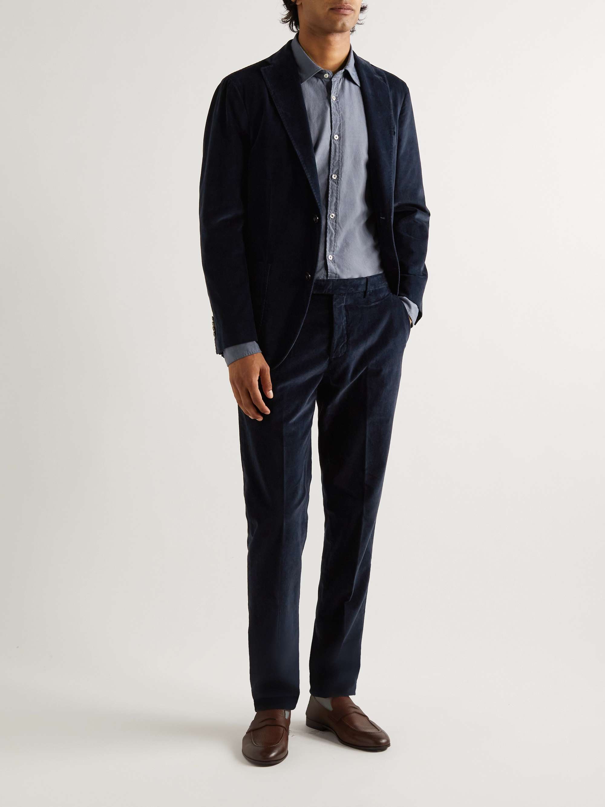 Twisted Tailor velvet suit trousers with swirl design in midnight blue   ASOS