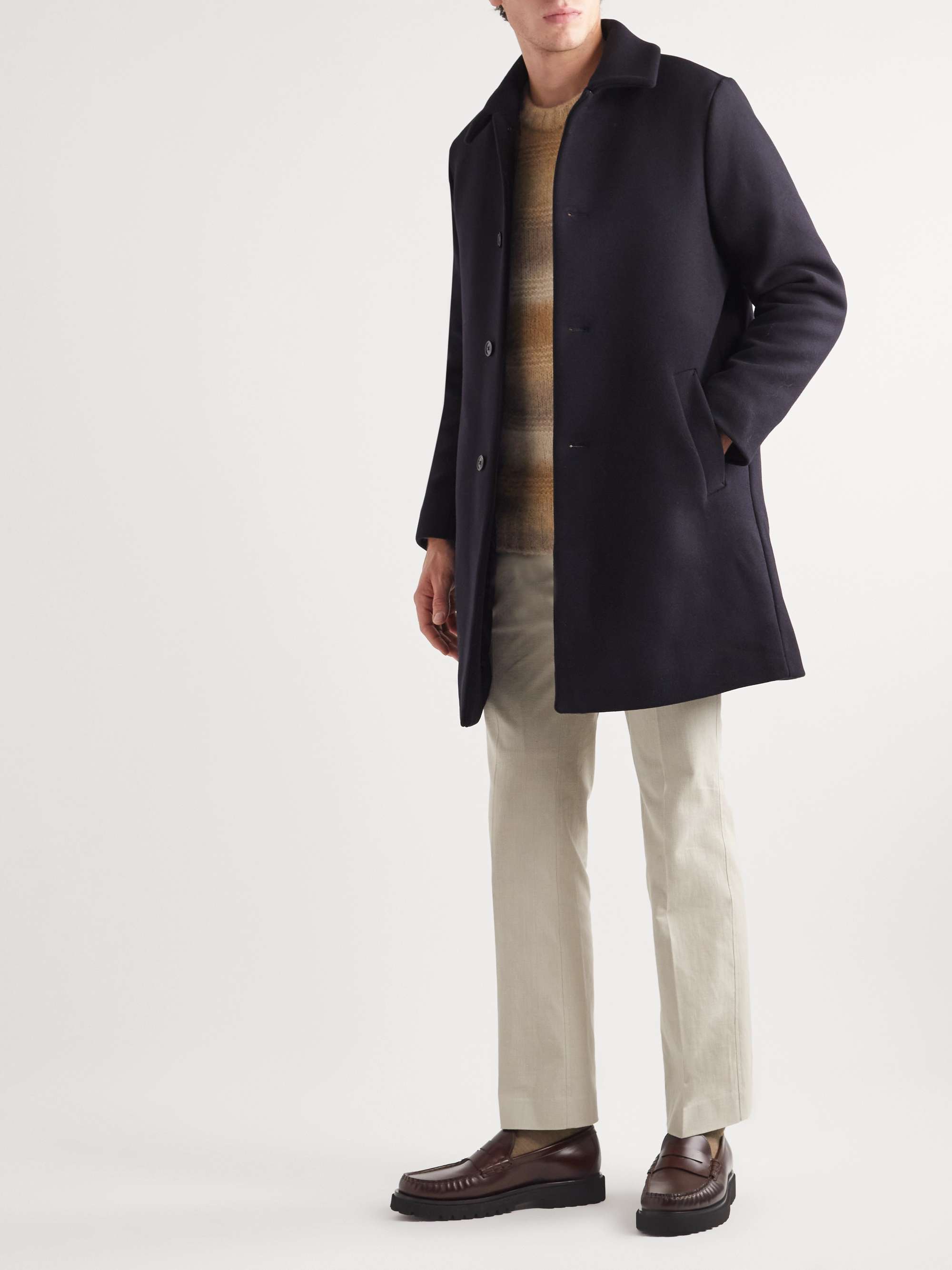 navy wool blend coat