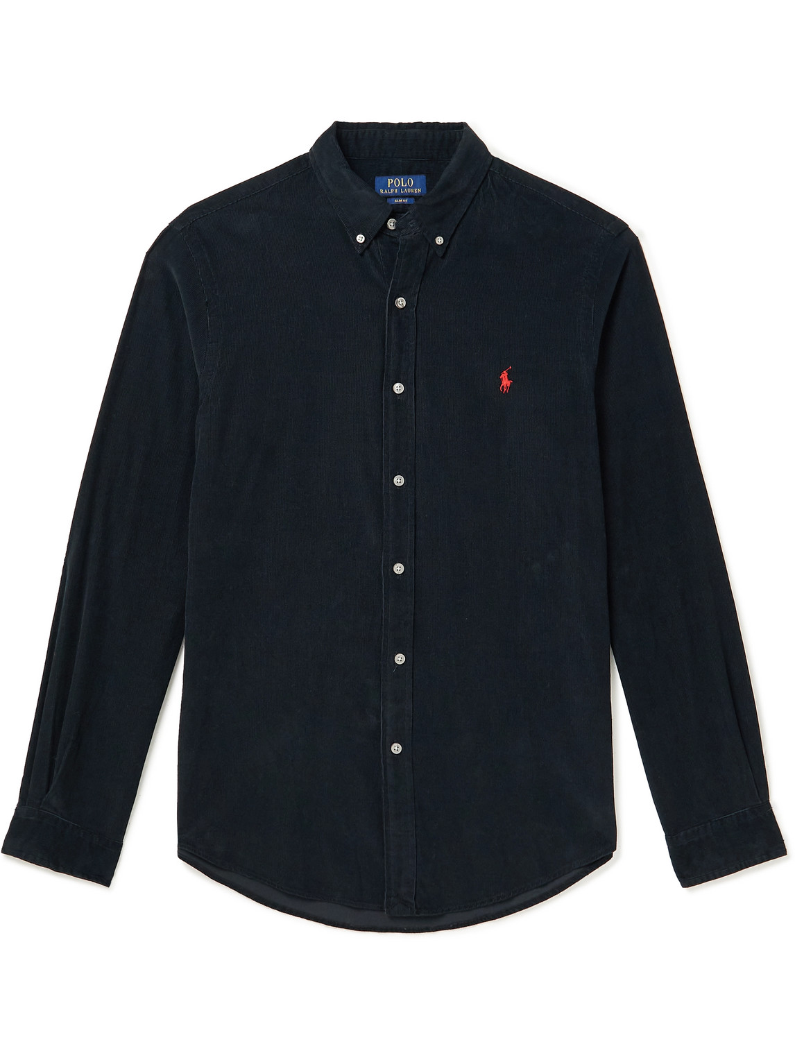 Shop Polo Ralph Lauren Slim-fit Button-down Collar Cotton-corduroy Shirt In Black