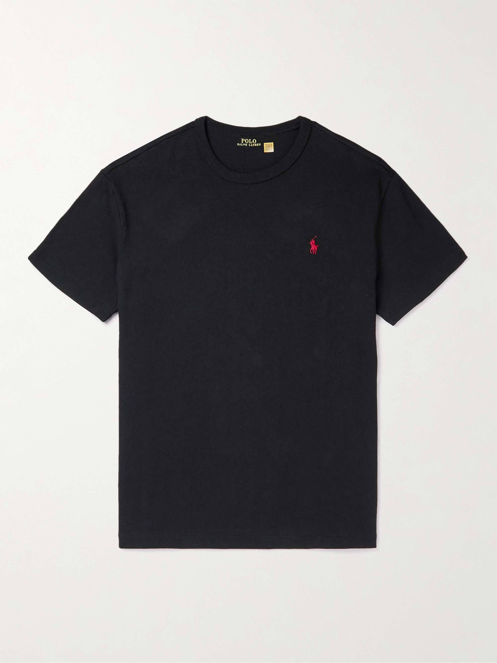 POLO RALPH LAUREN Logo-Embroidered Cotton-Jersey T-Shirt,Black