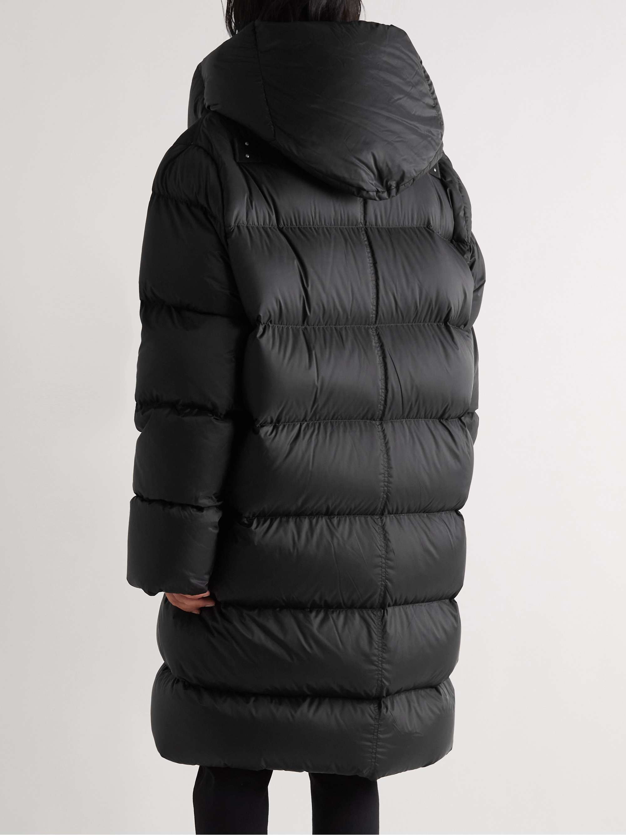 Oversized Quilted Recycled Shell Hooded Down Jacket
