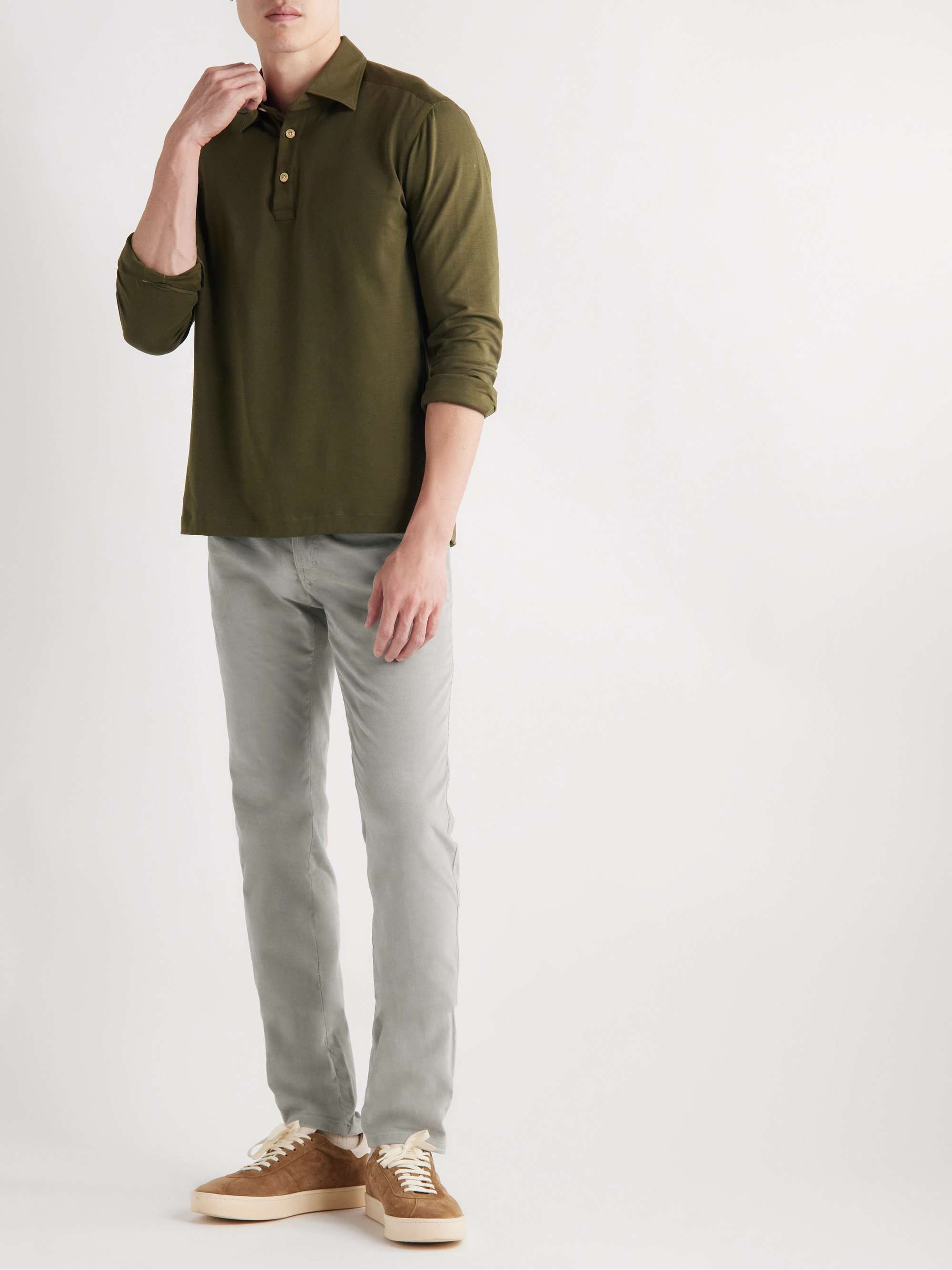 BRIONI Slim-Fit Stretch-Cotton Corduroy Trousers