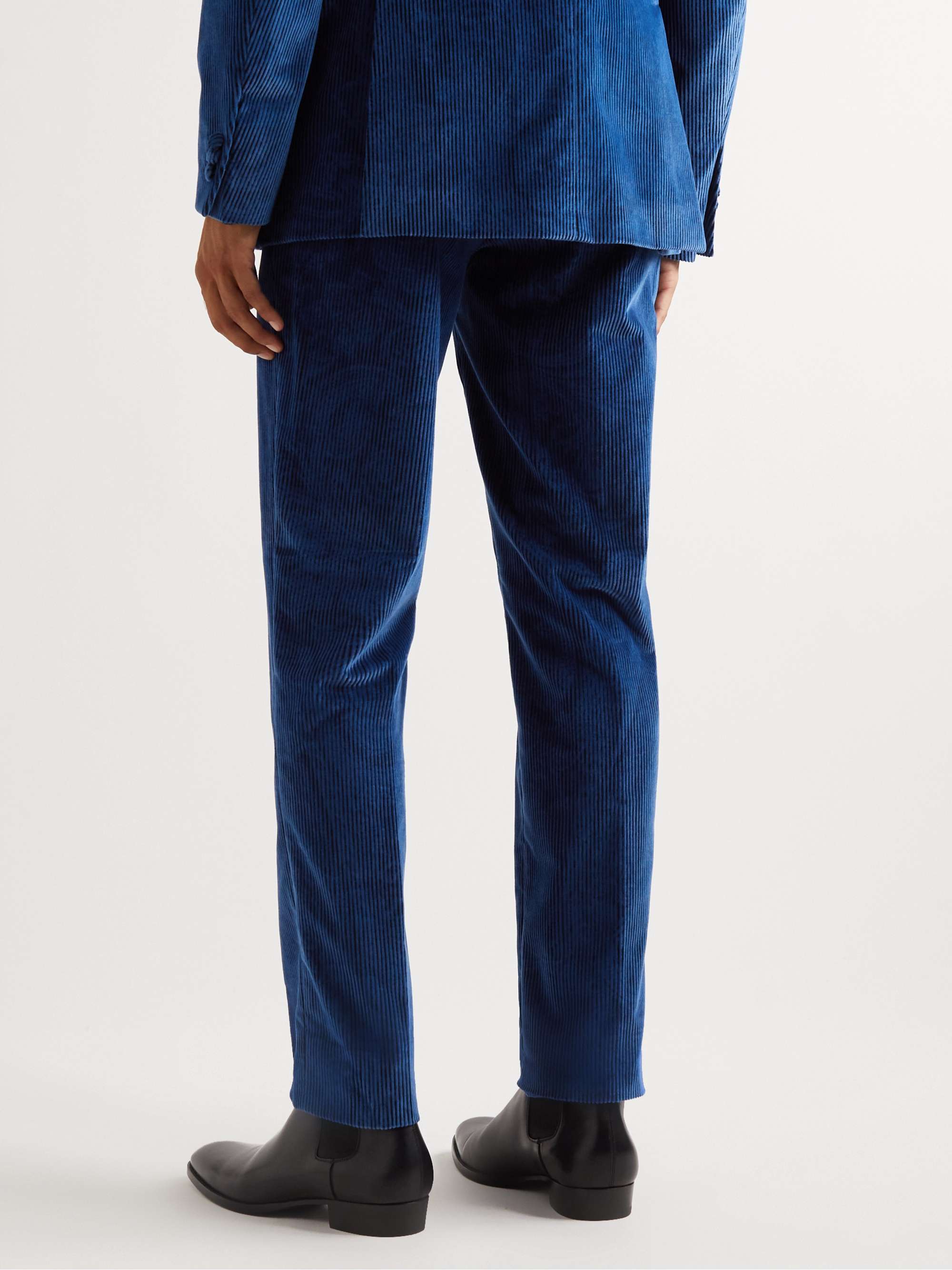 ETRO Straight-Leg Pleated Cotton-Corduroy Suit Trousers