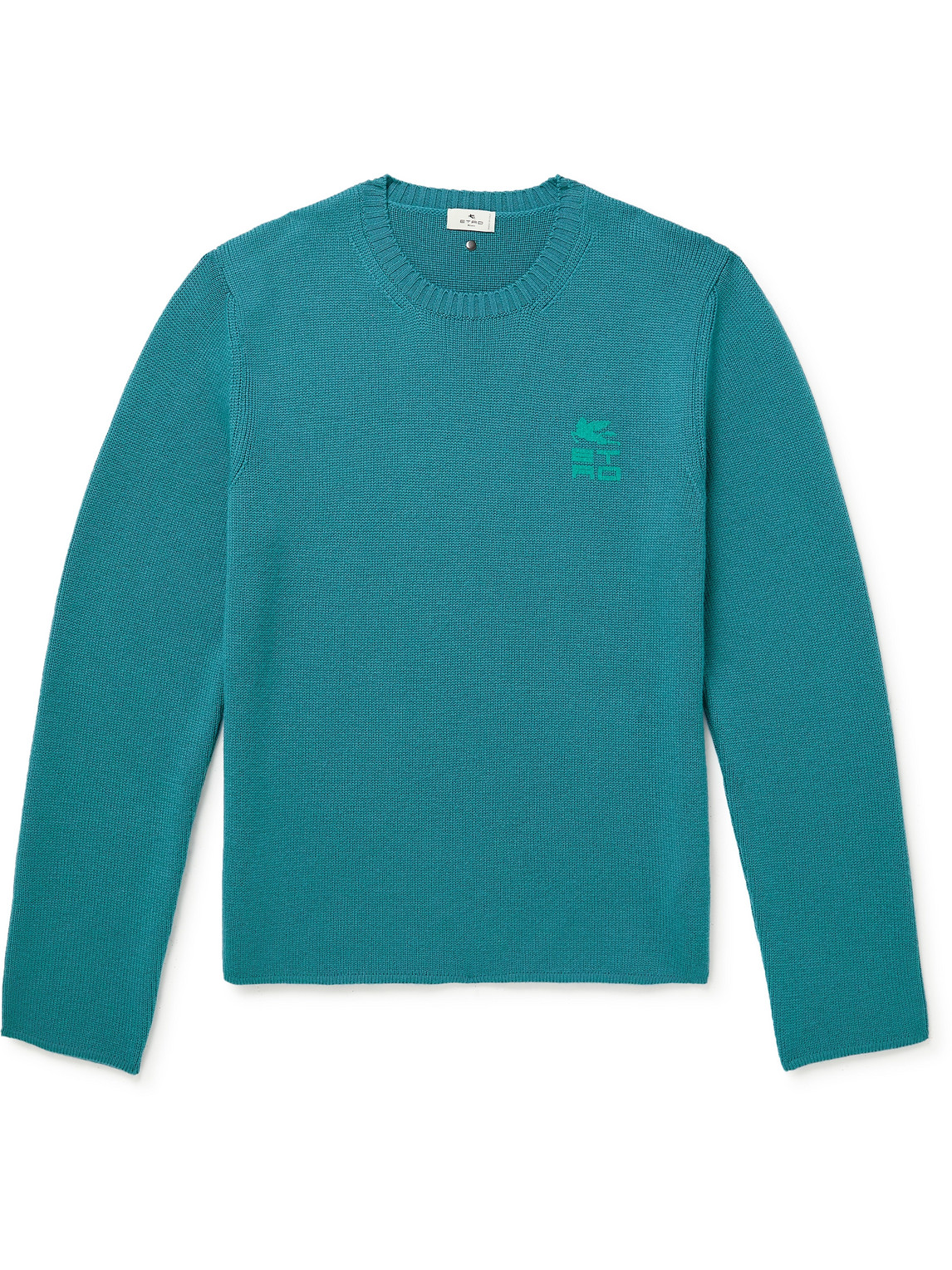 Etro - Logo-Flocked Virgin Wool Sweater - Men - Blue - XL