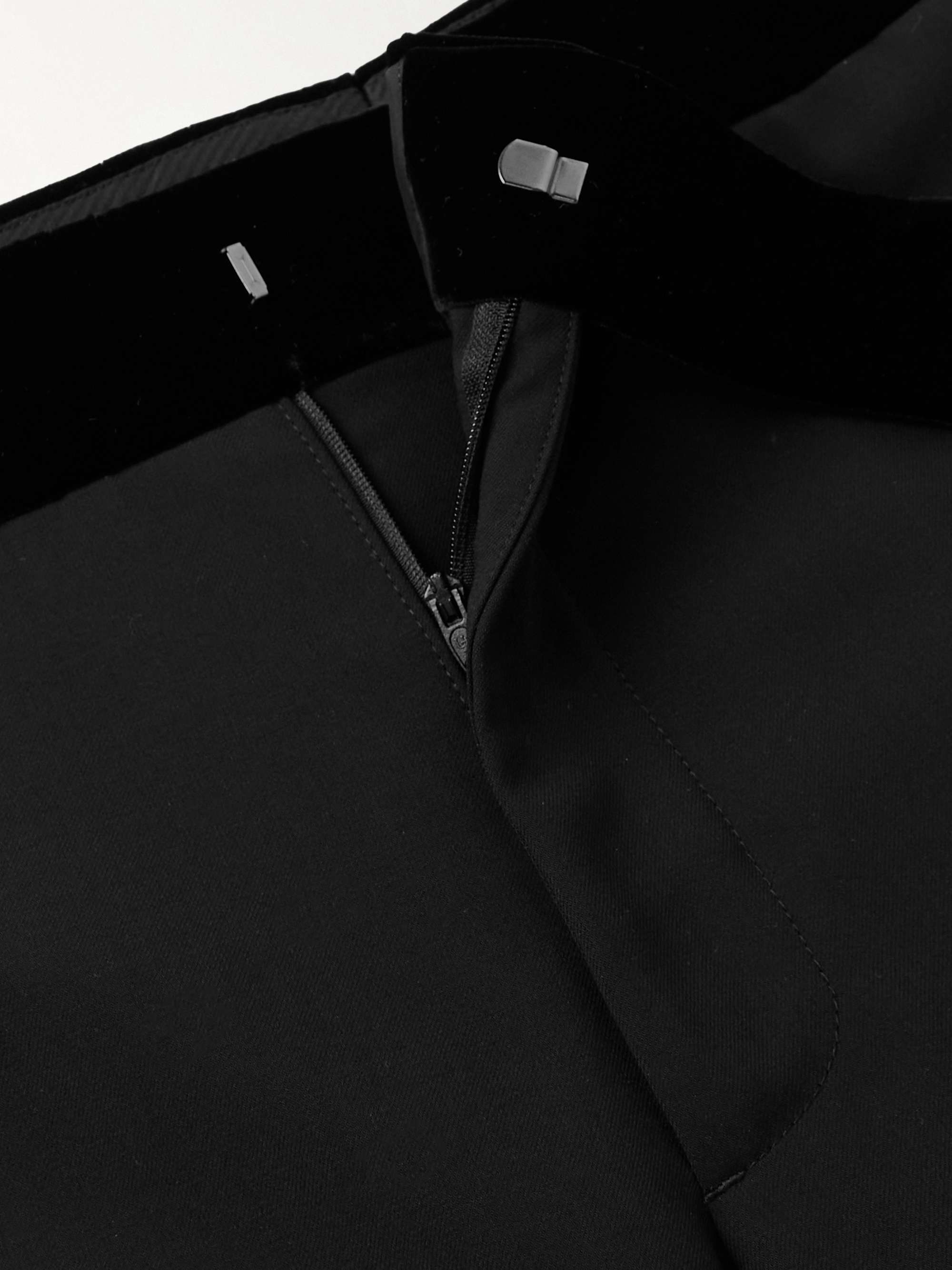 GIORGIO ARMANI Straight-Leg Striped Velvet-Trimmed Wool Tuxedo Trousers