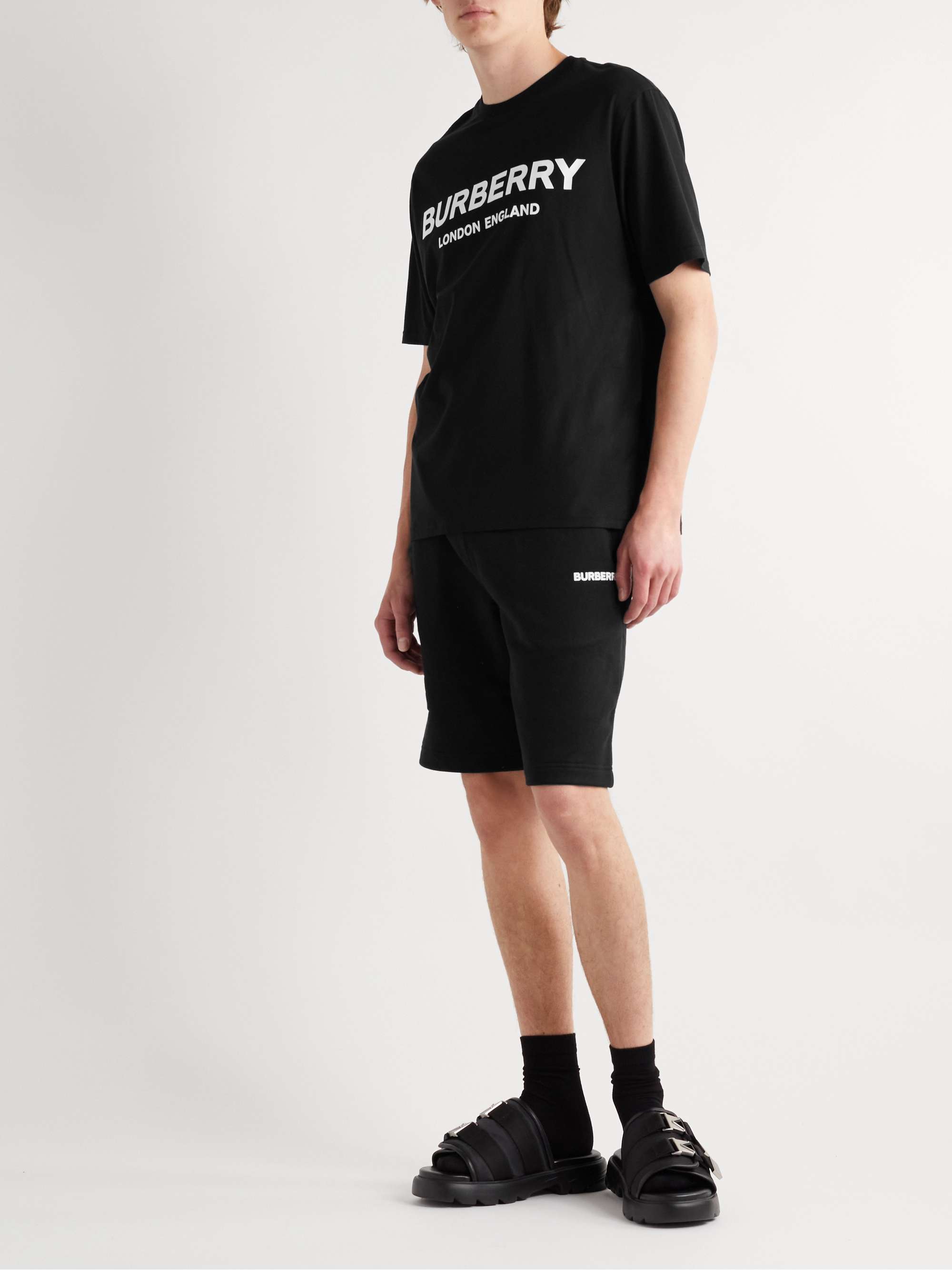 BURBERRY Straight-Leg Logo-Print Cotton-Jersey Shorts