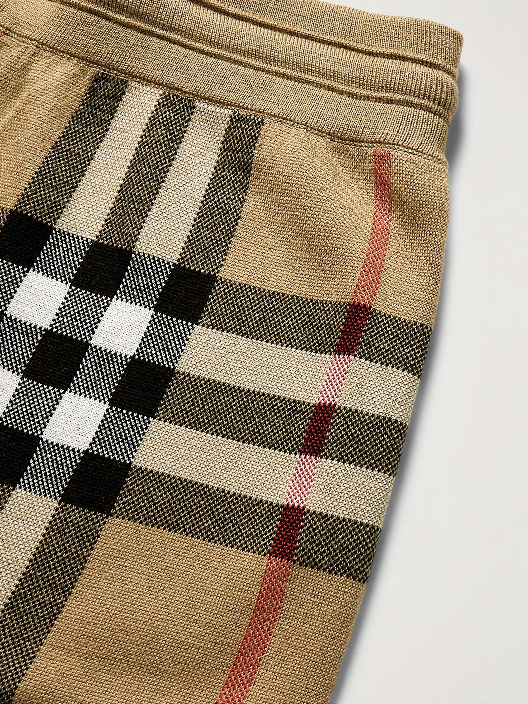 BURBERRY Straight-Leg Checked Birdseye Silk and Wool-Blend Drawstring Shorts