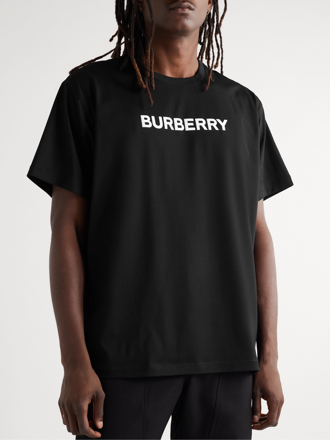 Shop Burberry Oversized Logo-print Cotton-jersey T-shirt In Black