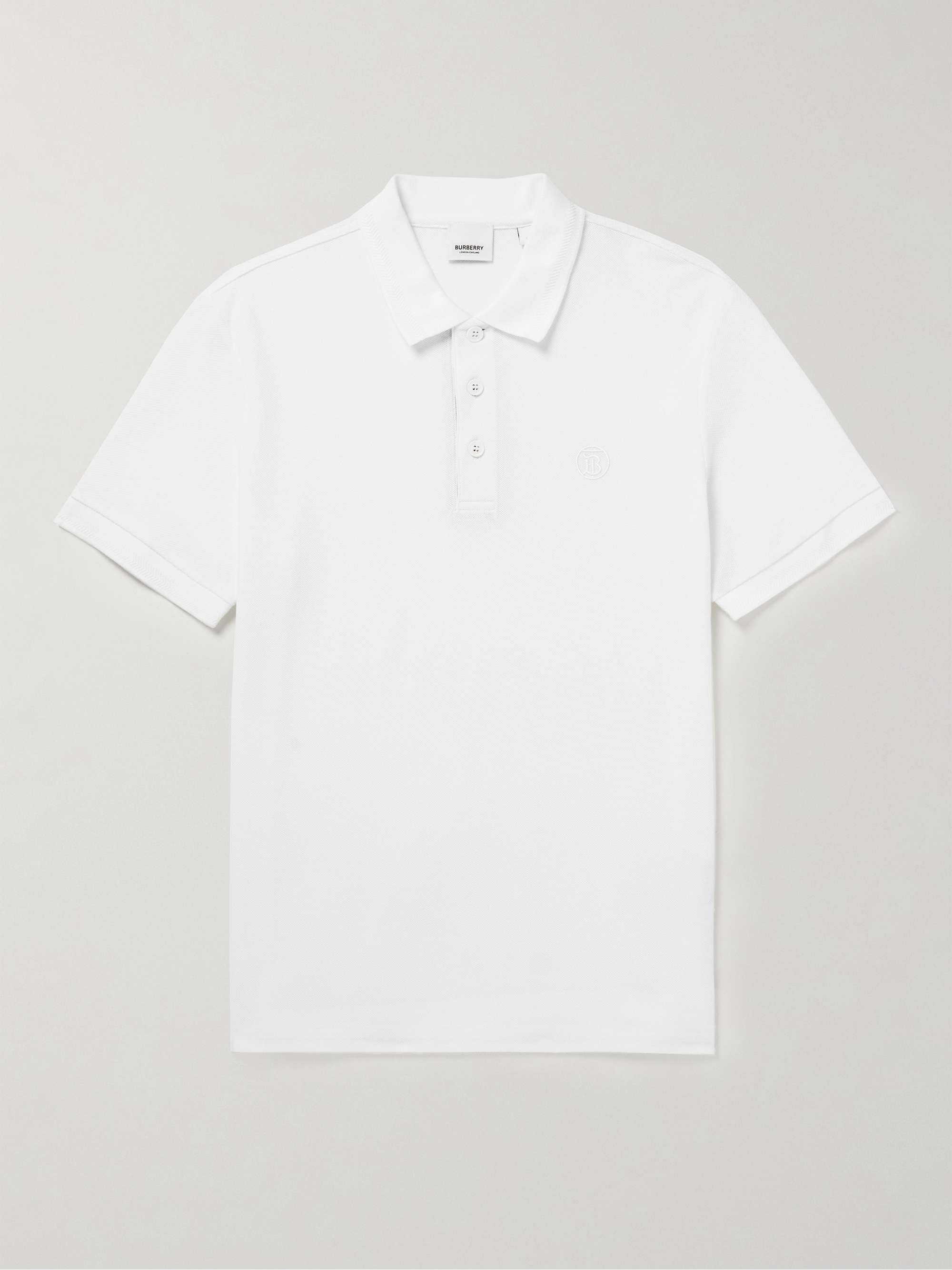 BURBERRY Logo-Embroidered Cotton-Pique Polo Shirt