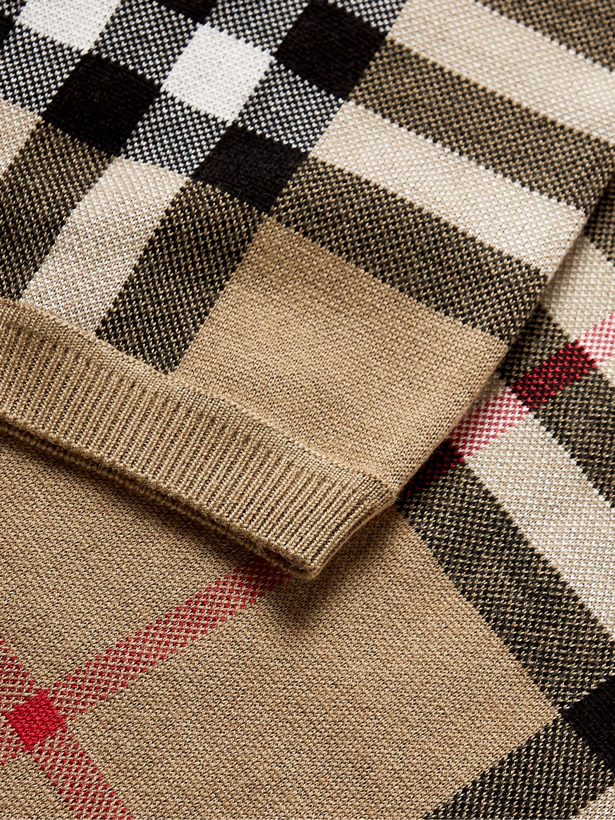 BURBERRY Checked Birdseye Silk and Wool-Blend T-Shirt