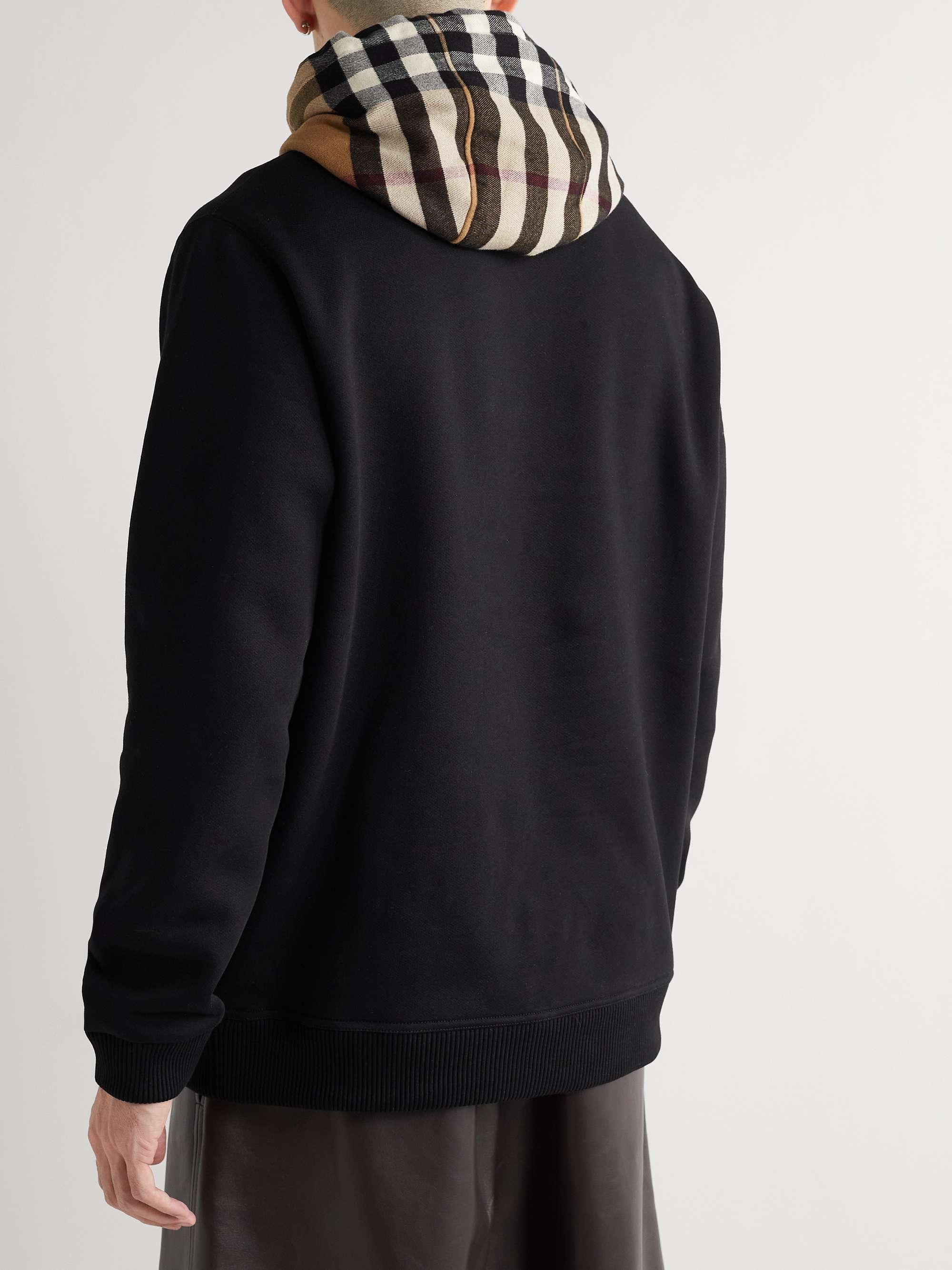 BURBERRY Checked Cotton-Blend Jersey Hoodie