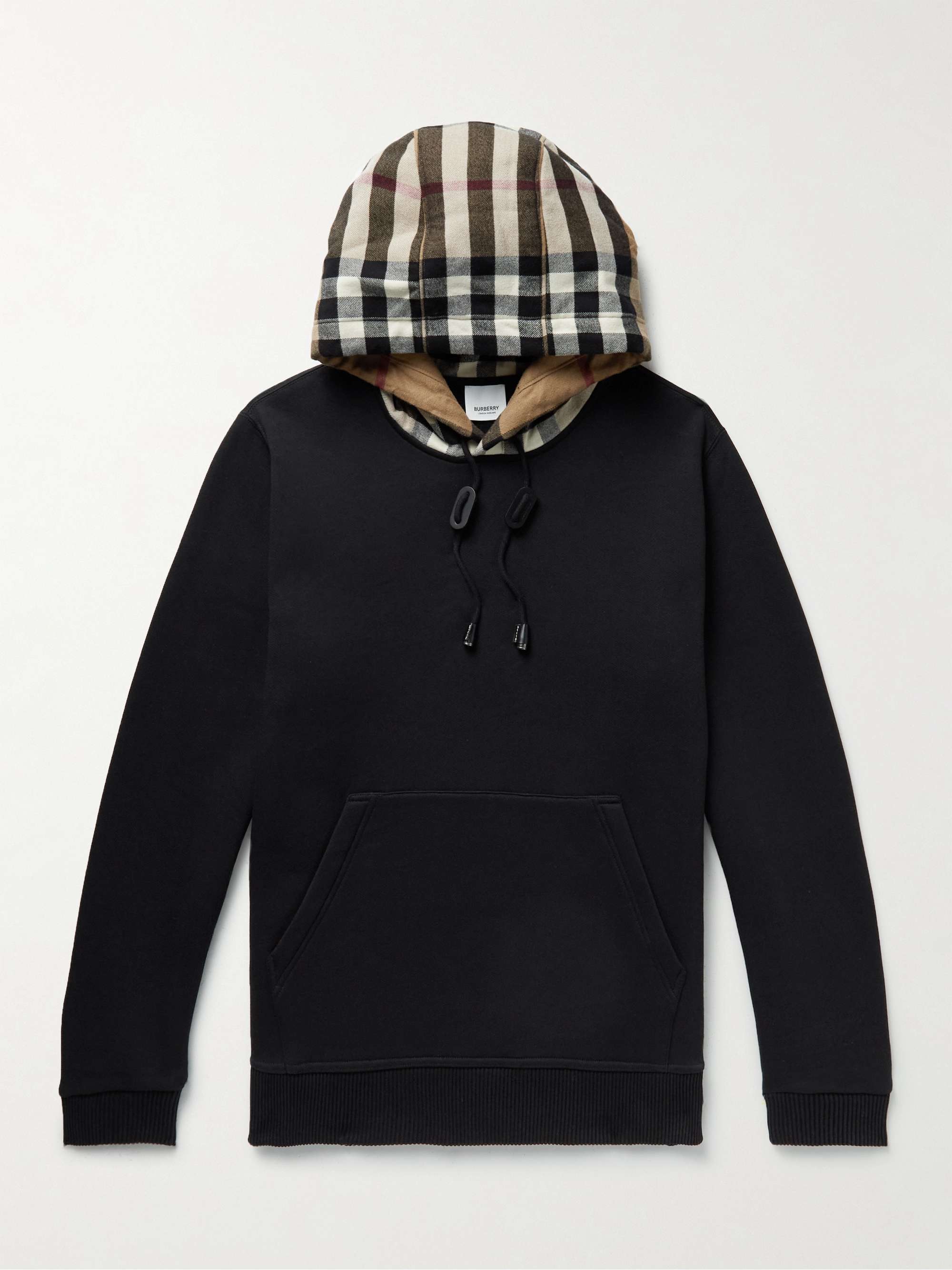 BURBERRY Checked Cotton-Blend Jersey Hoodie | MR PORTER