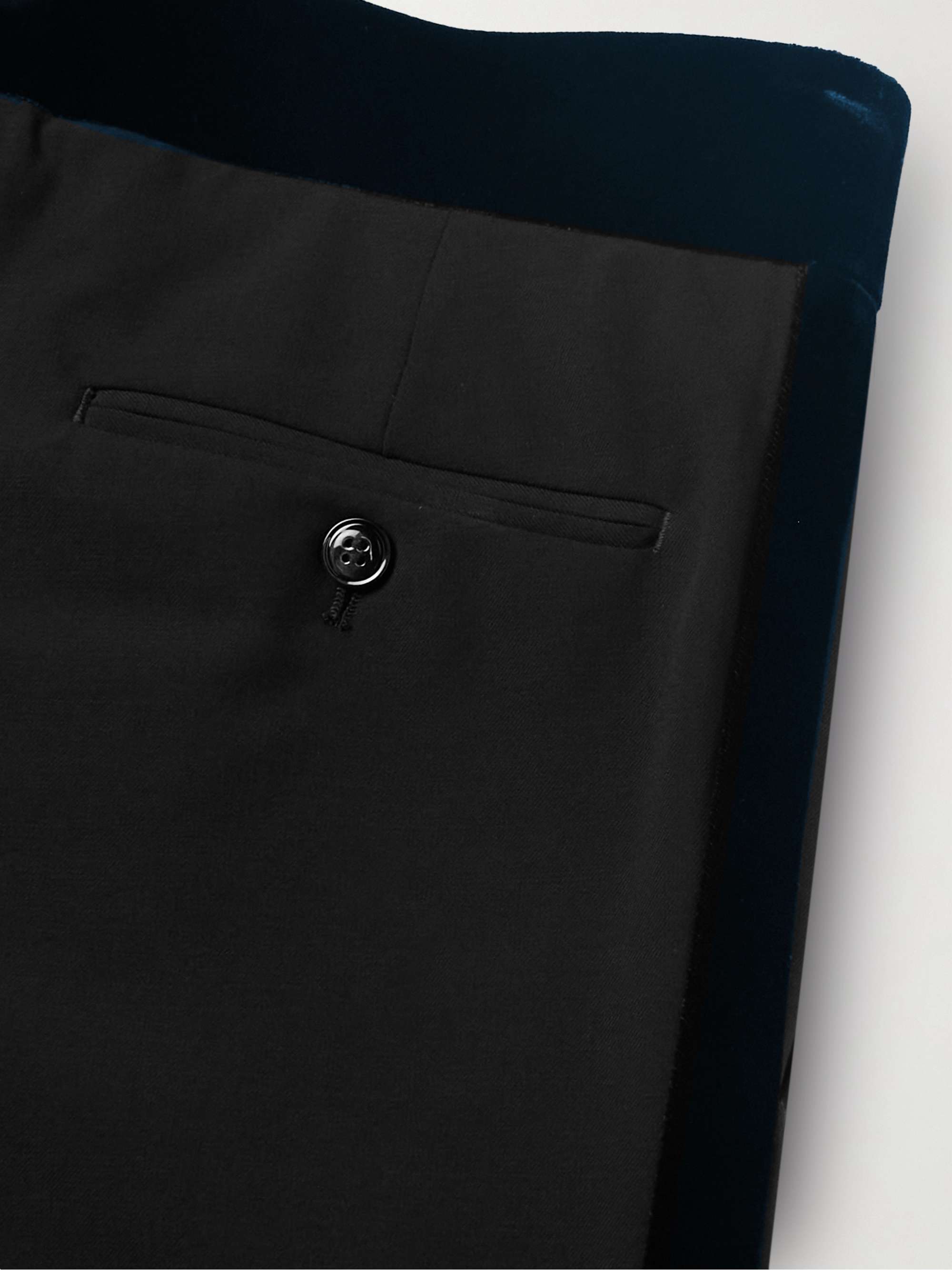 GIORGIO ARMANI Slim-Fit Velvet-Trimmed Wool-Drill Tuxedo Trousers