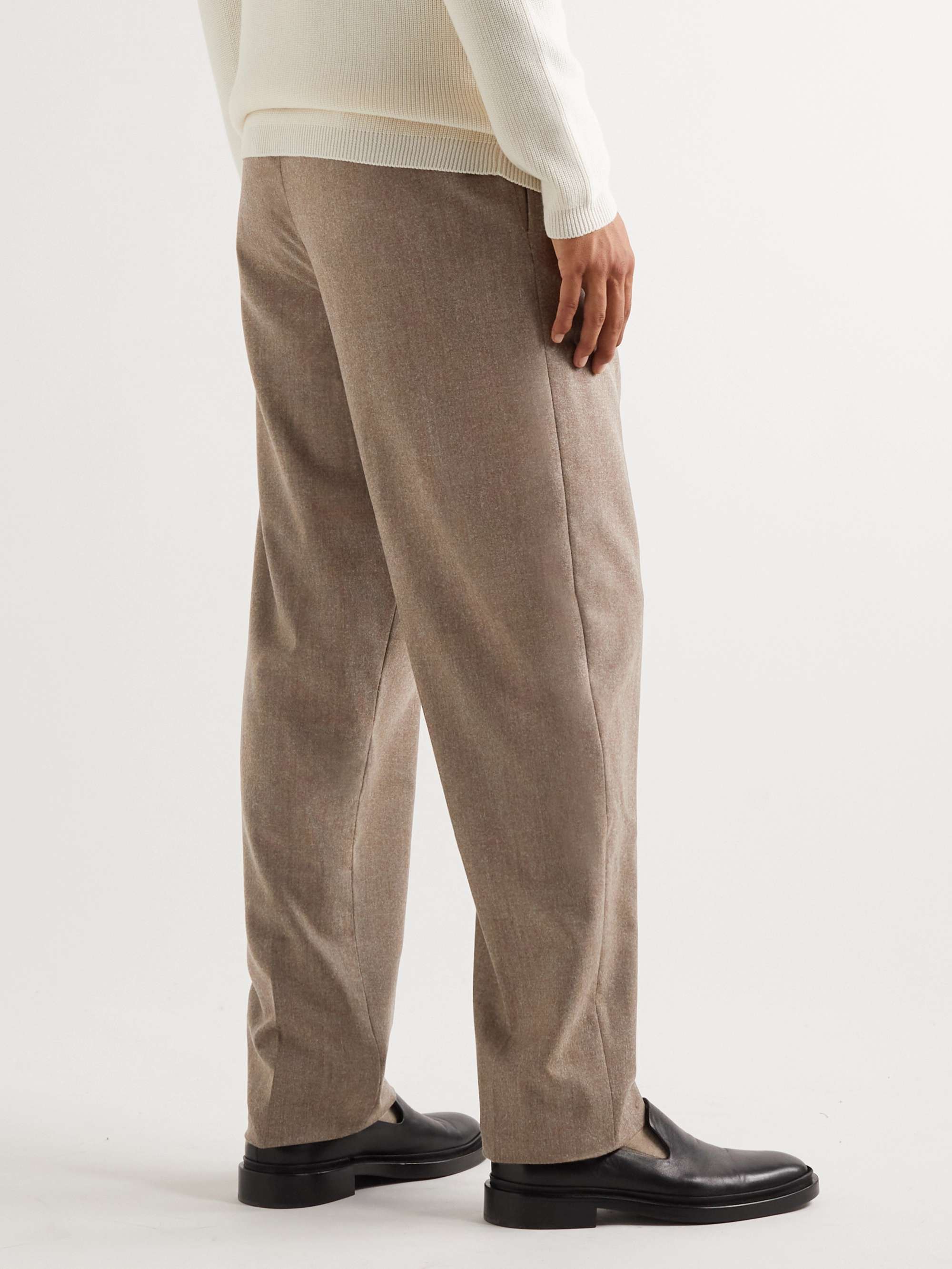 GIORGIO ARMANI Straight-Leg Pleated Wool-Blend Trousers