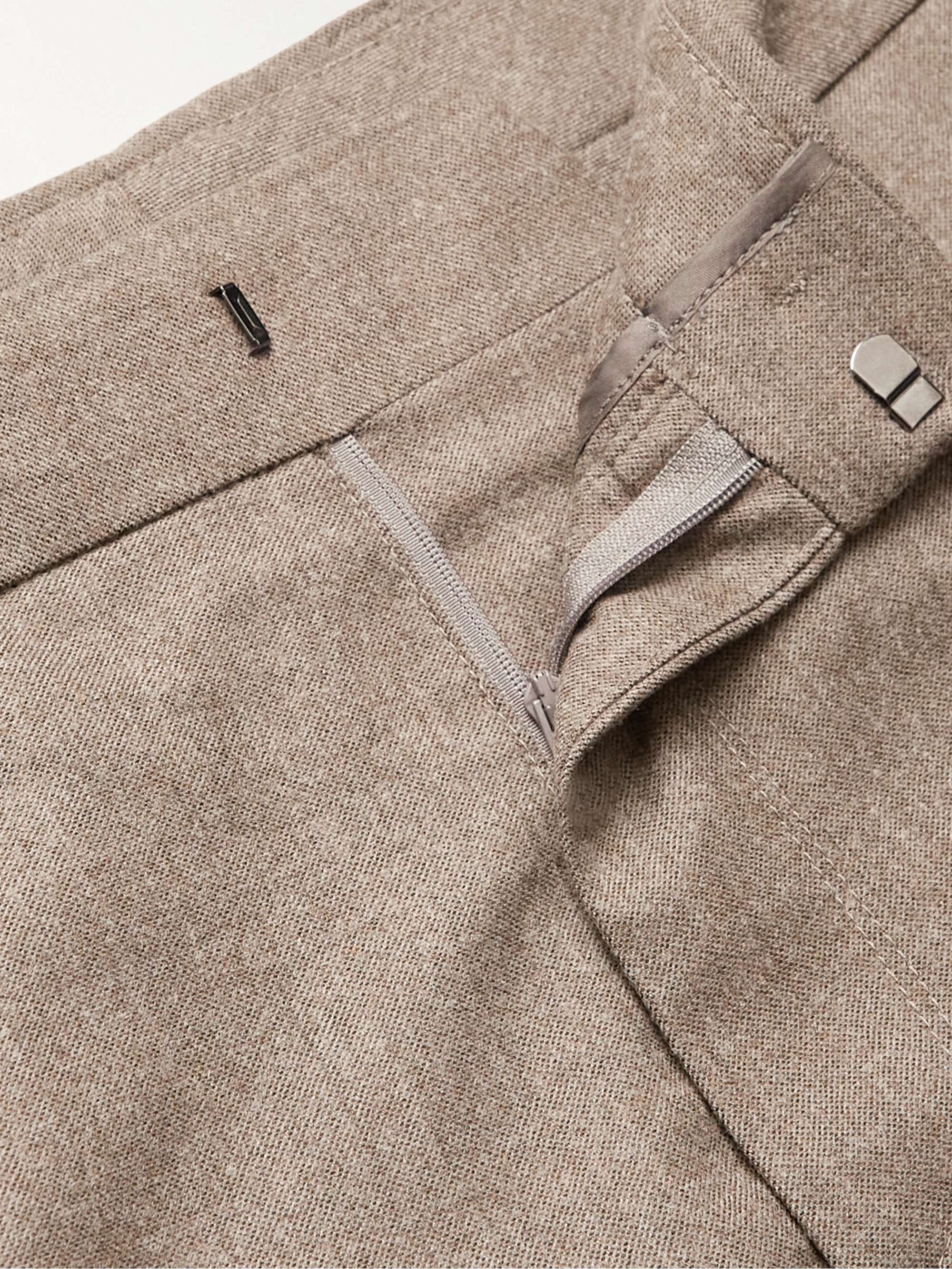 GIORGIO ARMANI Straight-Leg Pleated Wool-Blend Trousers
