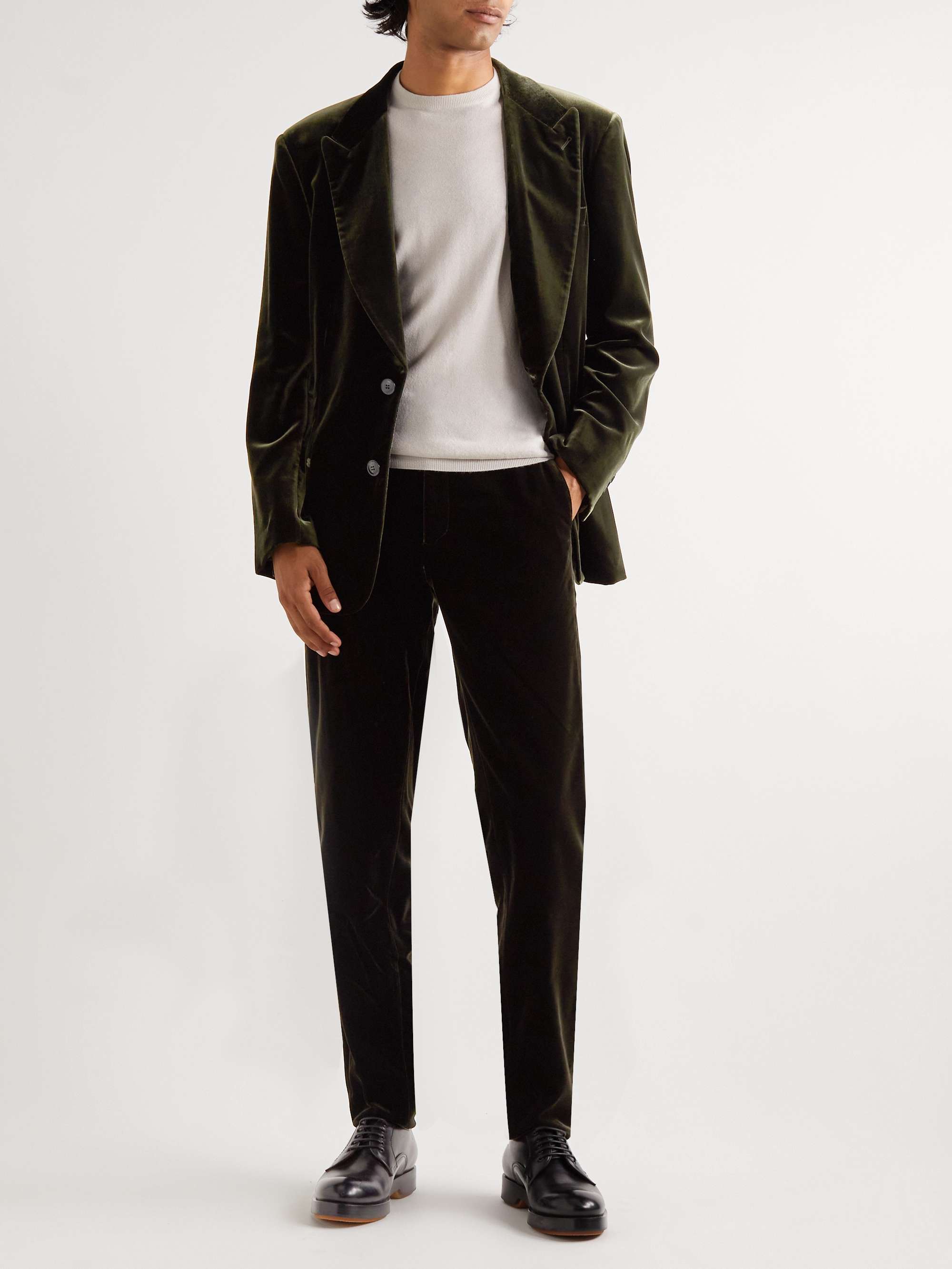 GIORGIO ARMANI Straight-Leg Velvet Suit Trousers