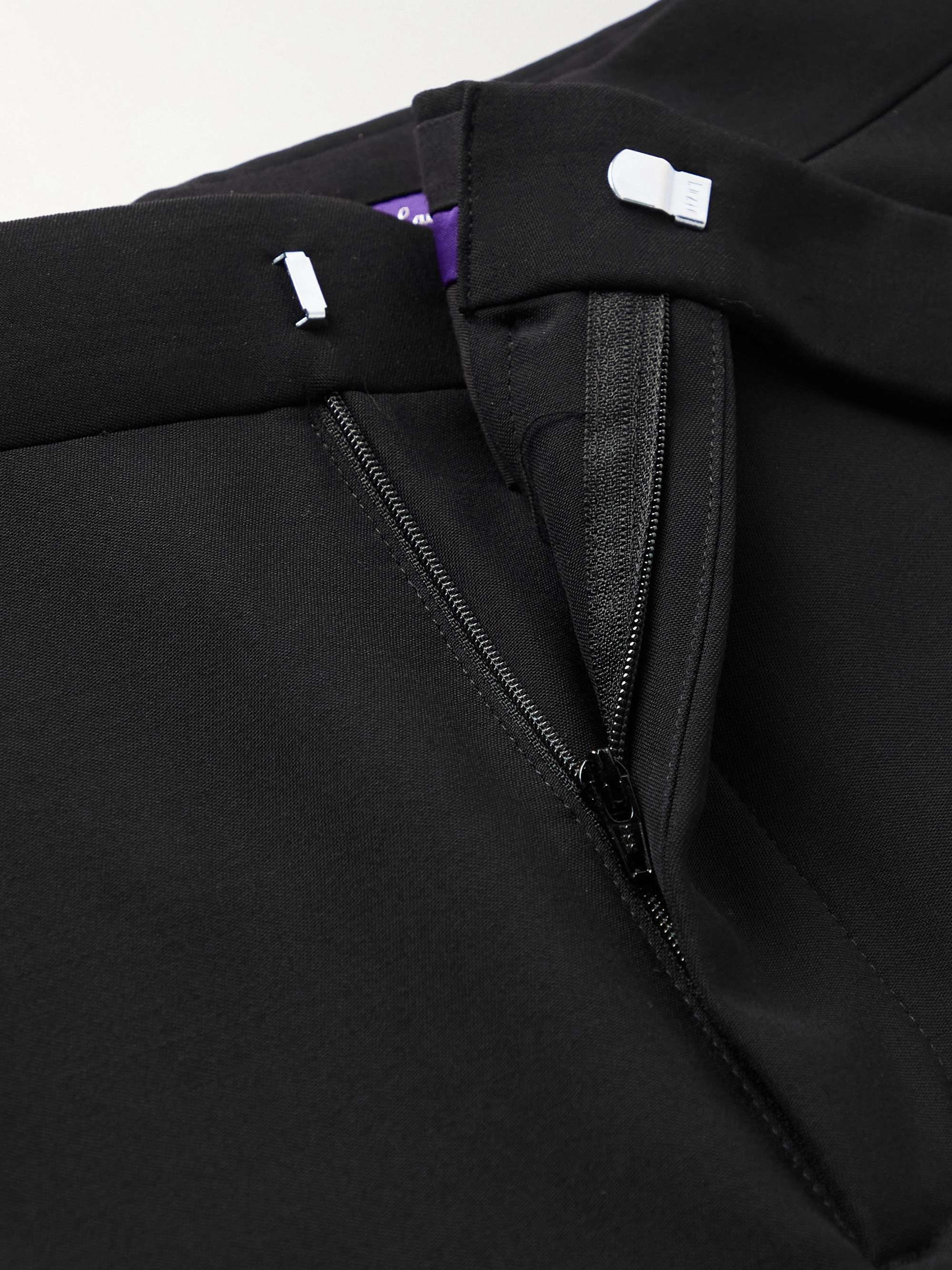 RALPH LAUREN PURPLE LABEL Straight-Leg Pleated Wool Tuxedo Trousers