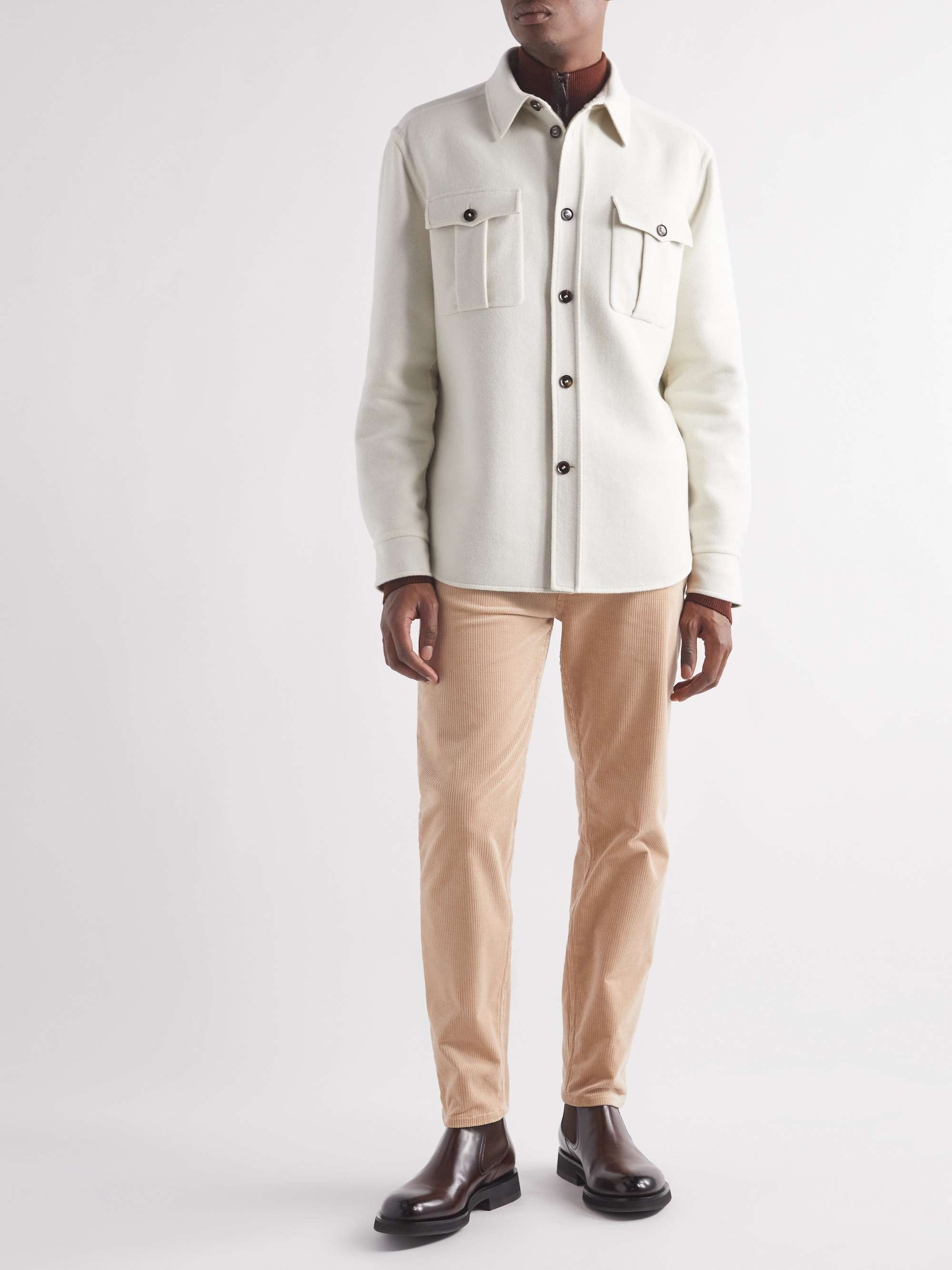 AGNONA Straight-Leg Stretch-Cotton Corduroy Trousers