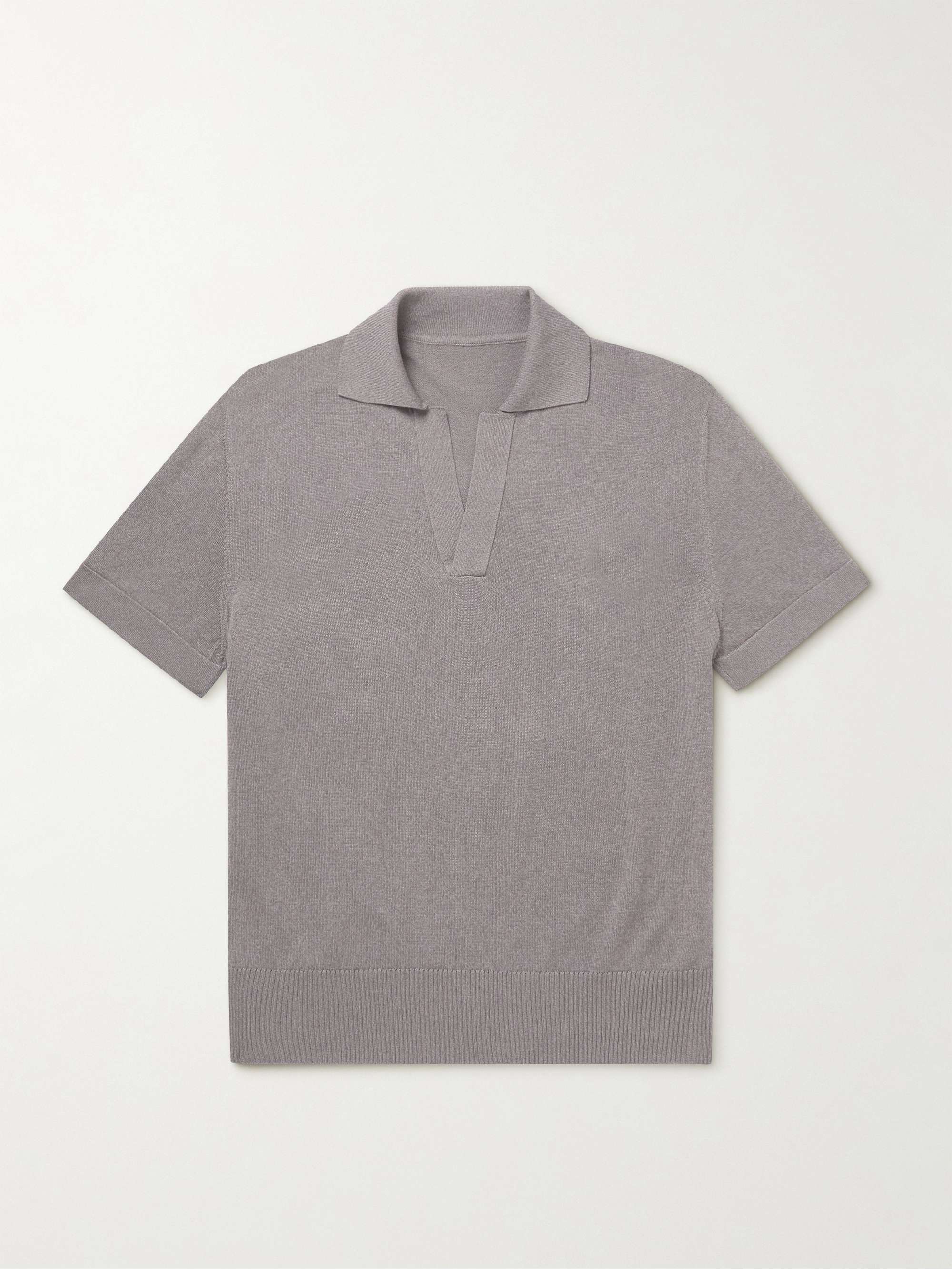 Taupe Mouline Organic Cotton Polo Shirt STOFFA MR PORTER