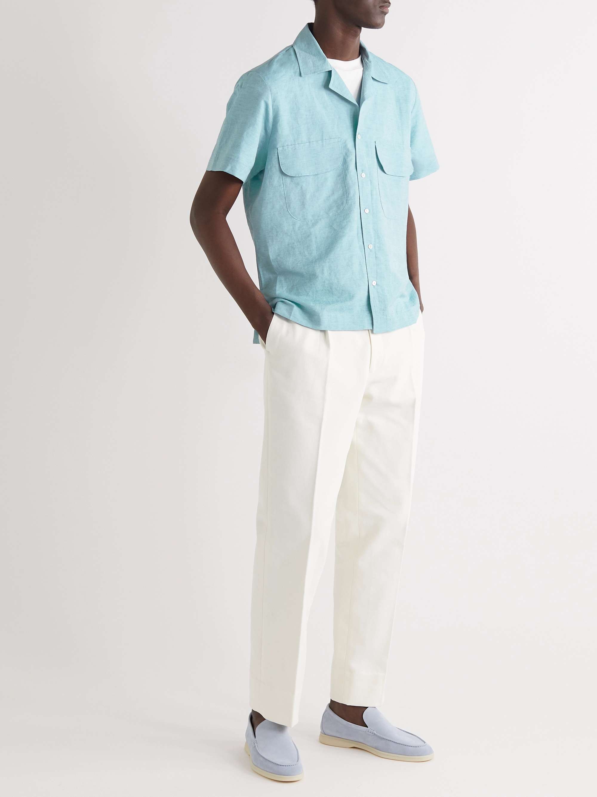 STÒFFA Camp-Collar Linen and Organic Cotton-Blend Shirt