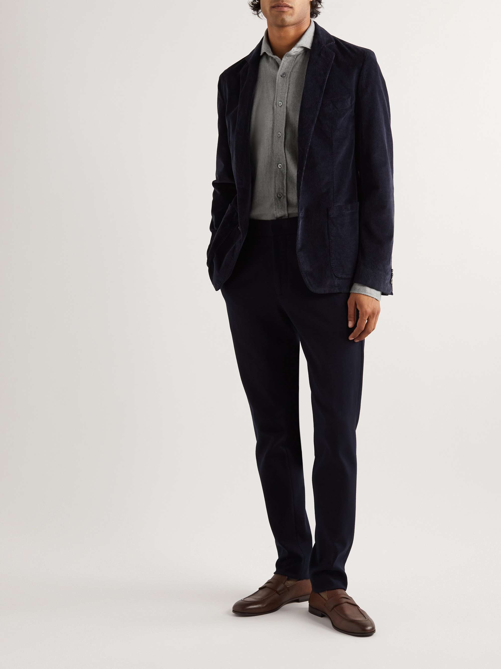 LARDINI Cutaway-Collar Cotton-Flannel Shirt for Men | MR PORTER