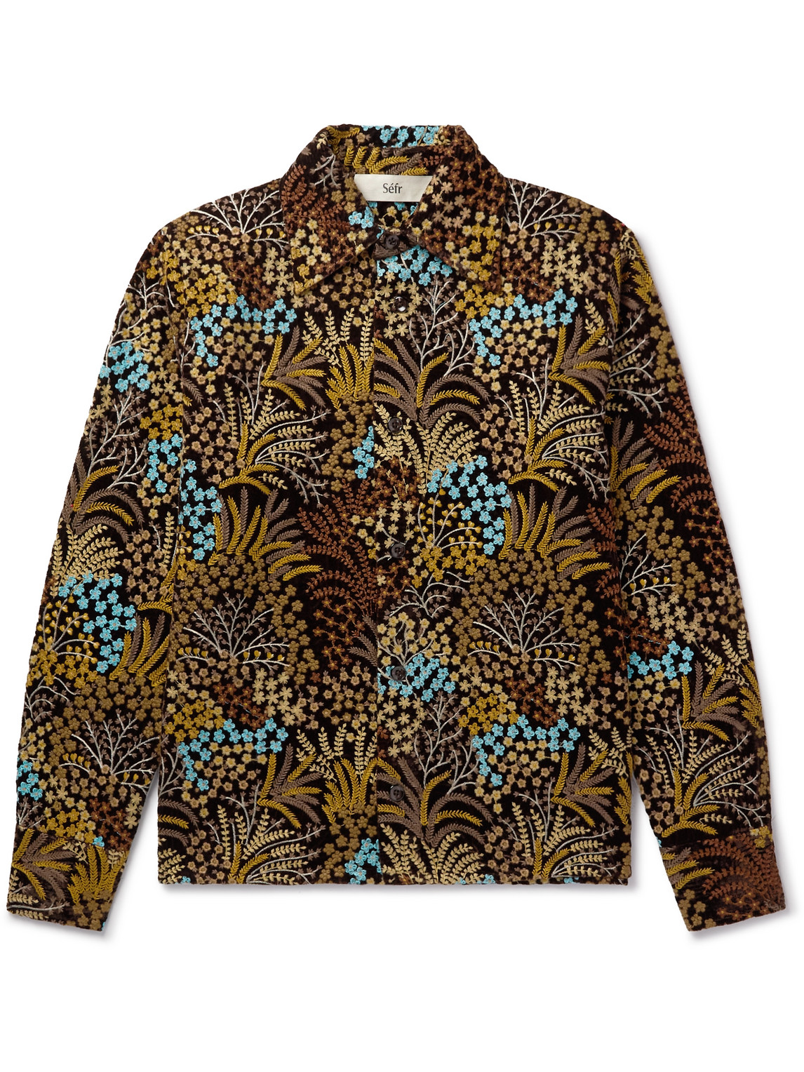 SÉFR HALVA EMBROIDERED VELVET OVERSHIRT