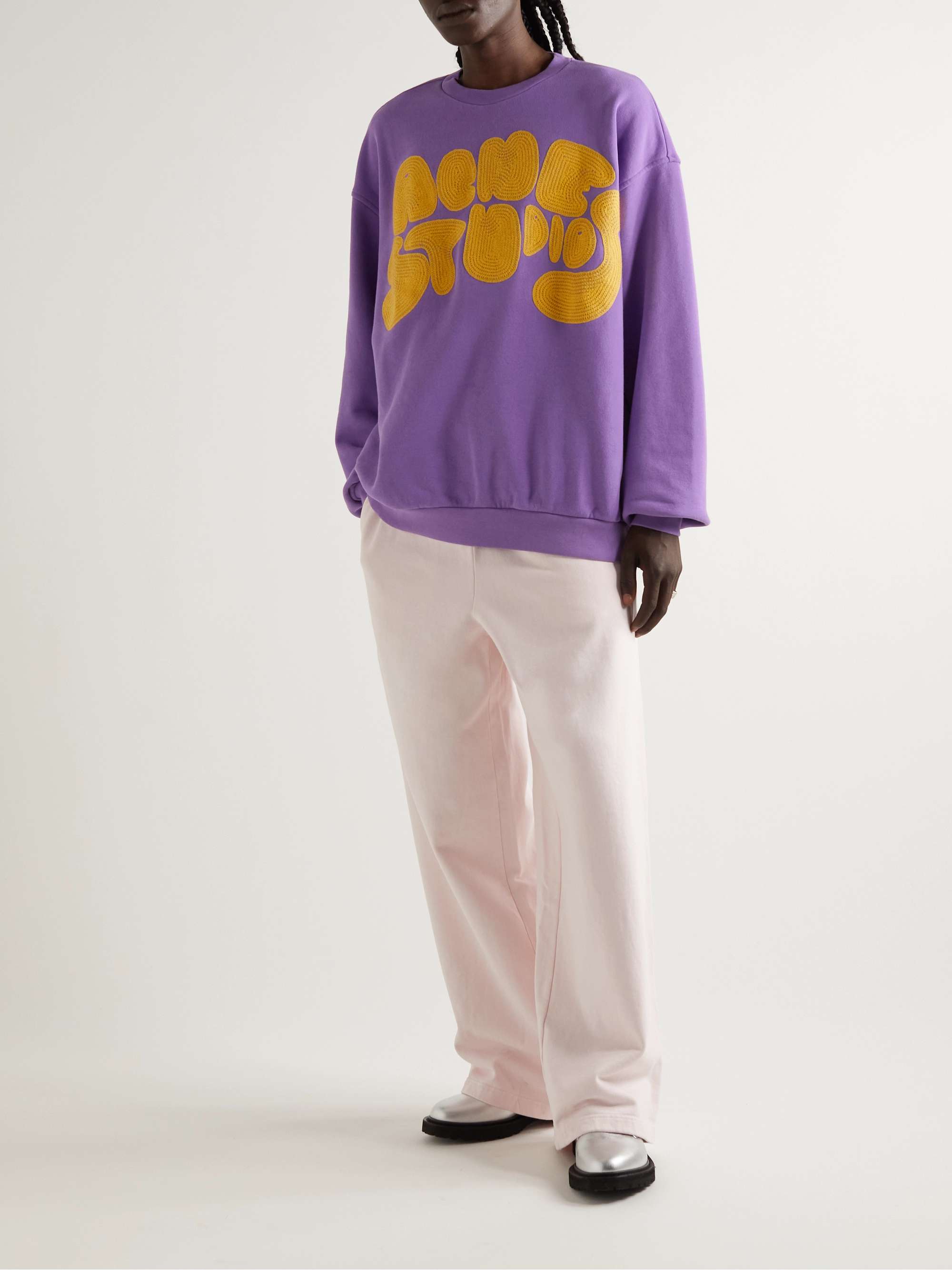 ACNE STUDIOS Oversized Logo-Embroidered Organic Cotton-Jersey ...