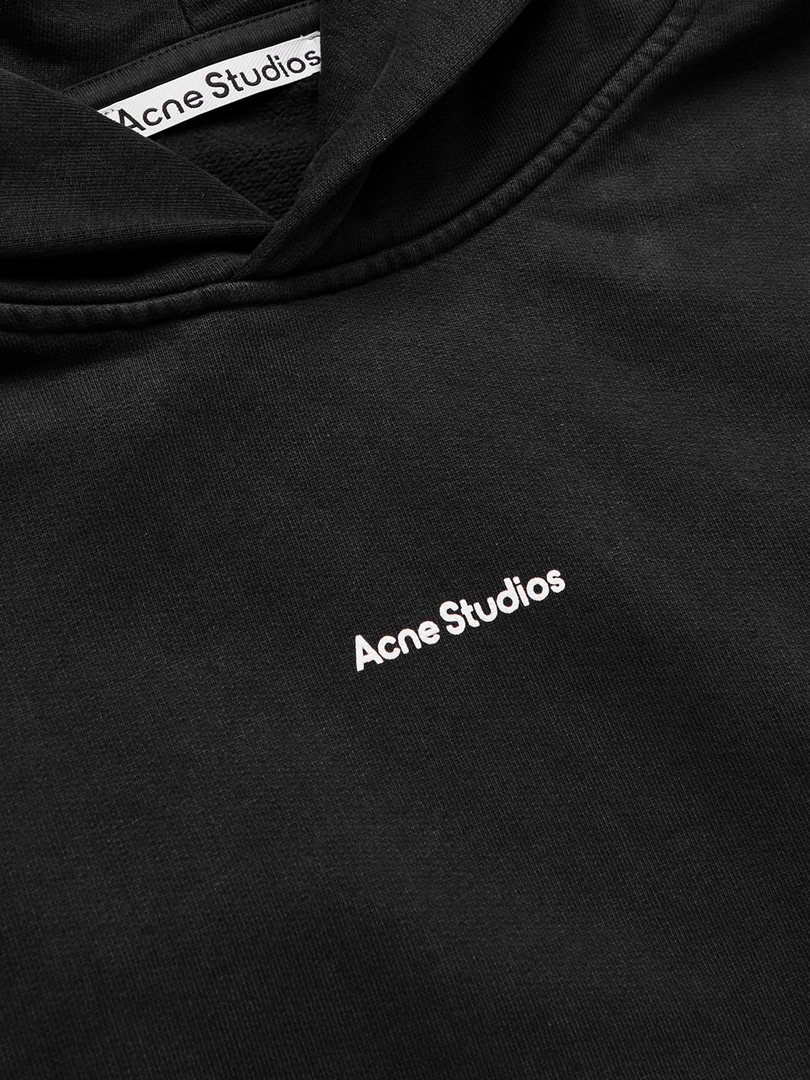 Shop Acne Studios Logo-print Fleece-back Cotton-jersey Hoodie In Black