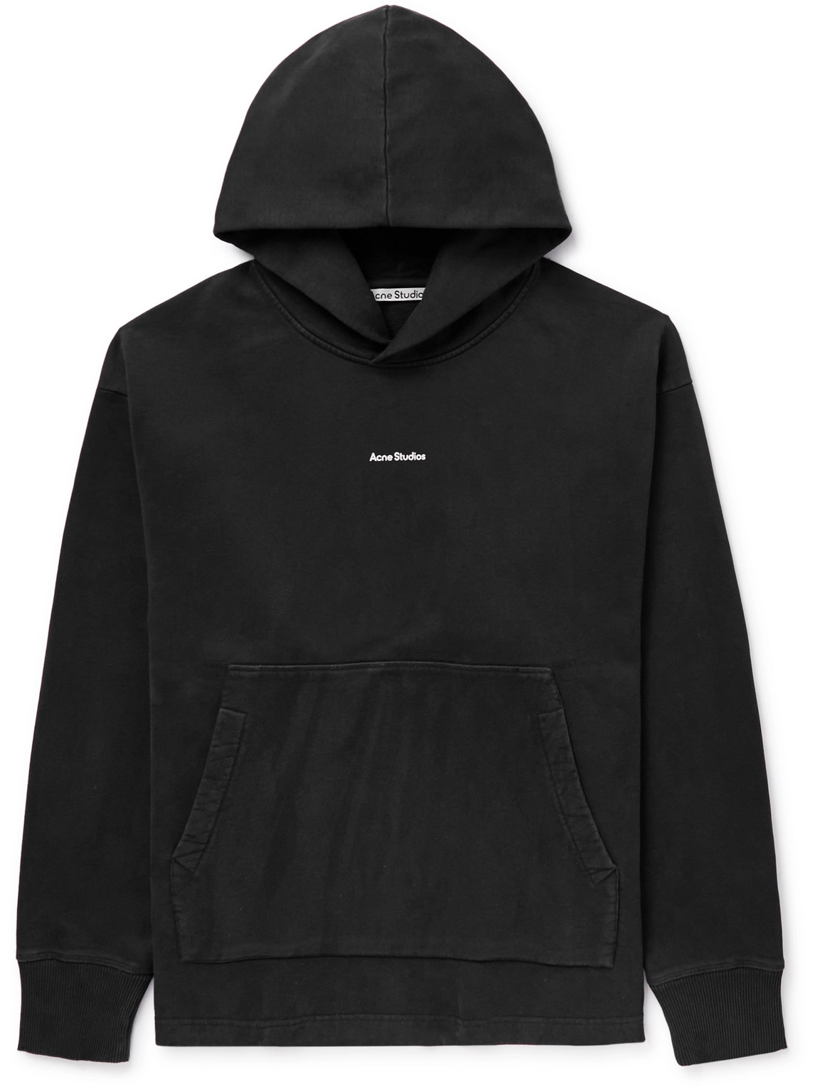 Acne Studios Logo-print Fleece-back Cotton-jersey Hoodie In Black