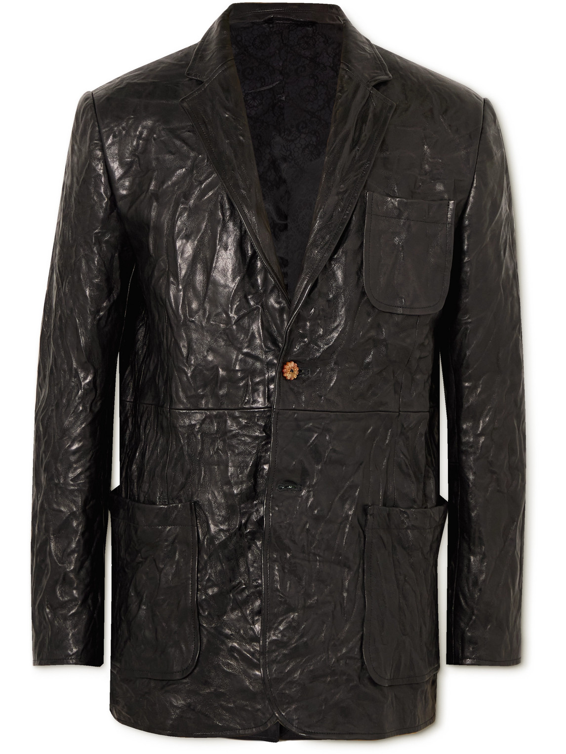Acne Studios - Crinkled-Leather Blazer - Men - Black - IT 48