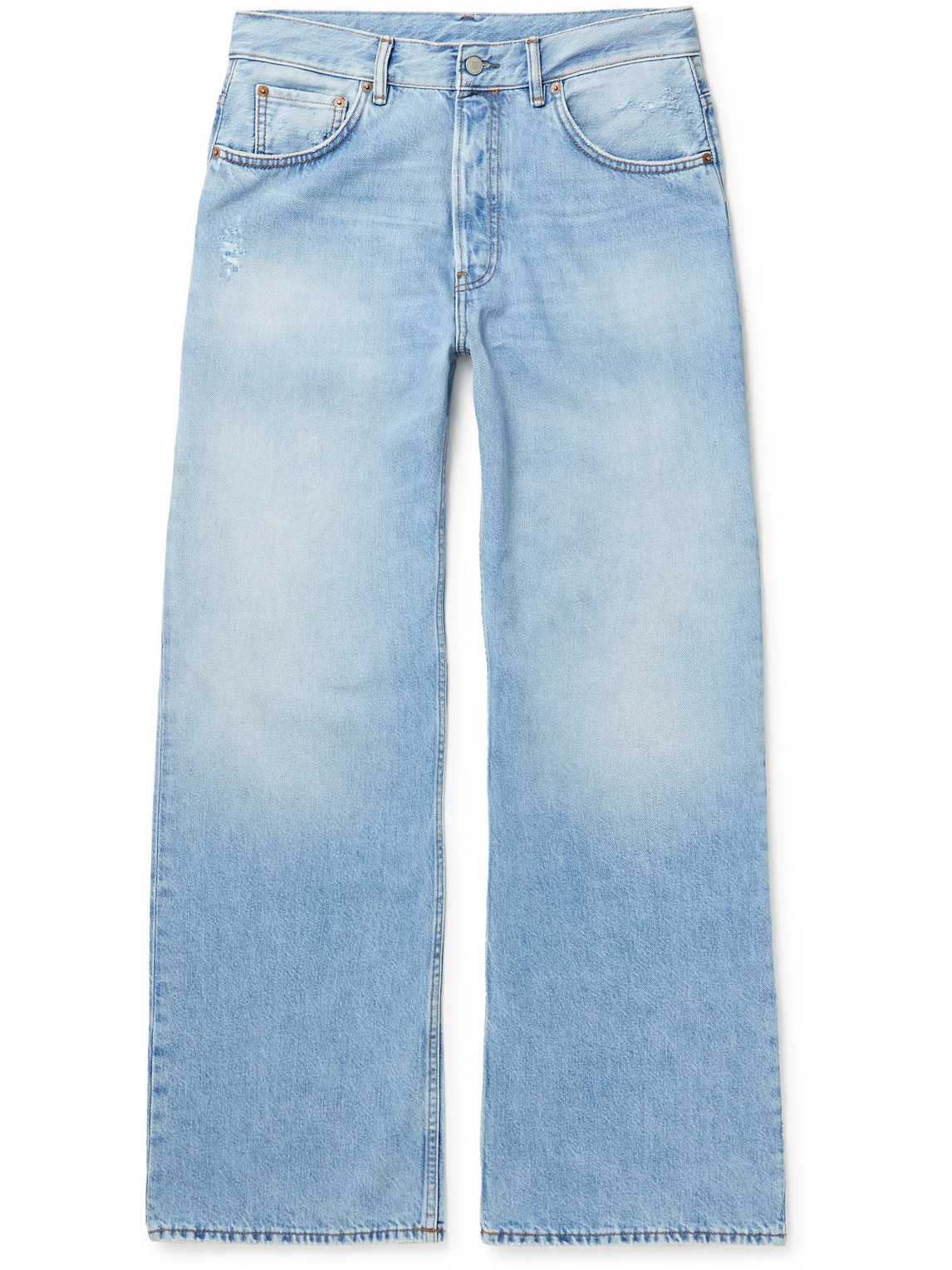 Acne Studios 2021m Bootcut Distressed Organic Jeans In Light Blue