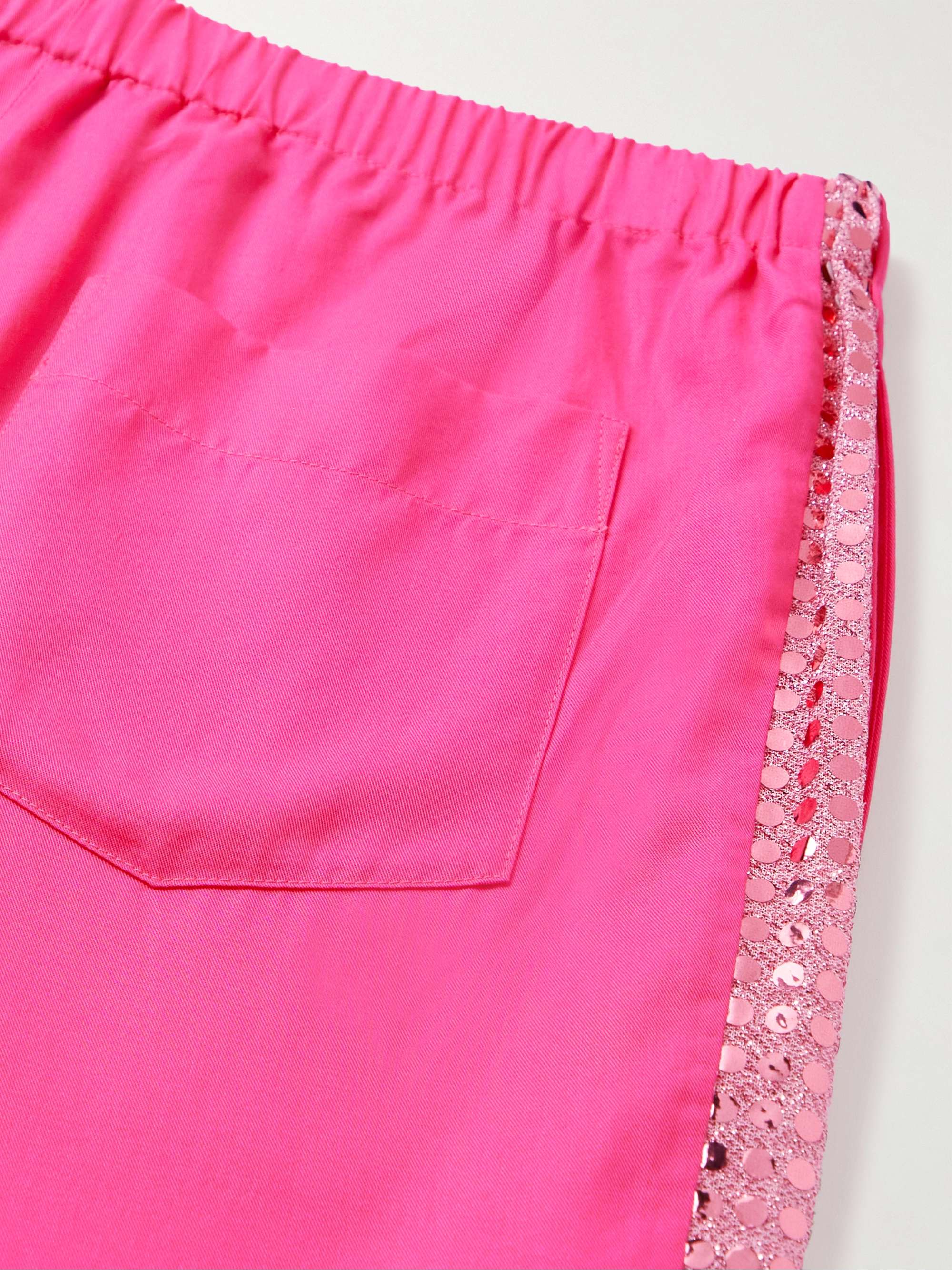 ACNE STUDIOS Tapered Sequinned Lamé-Trimmed Lyocell Trousers