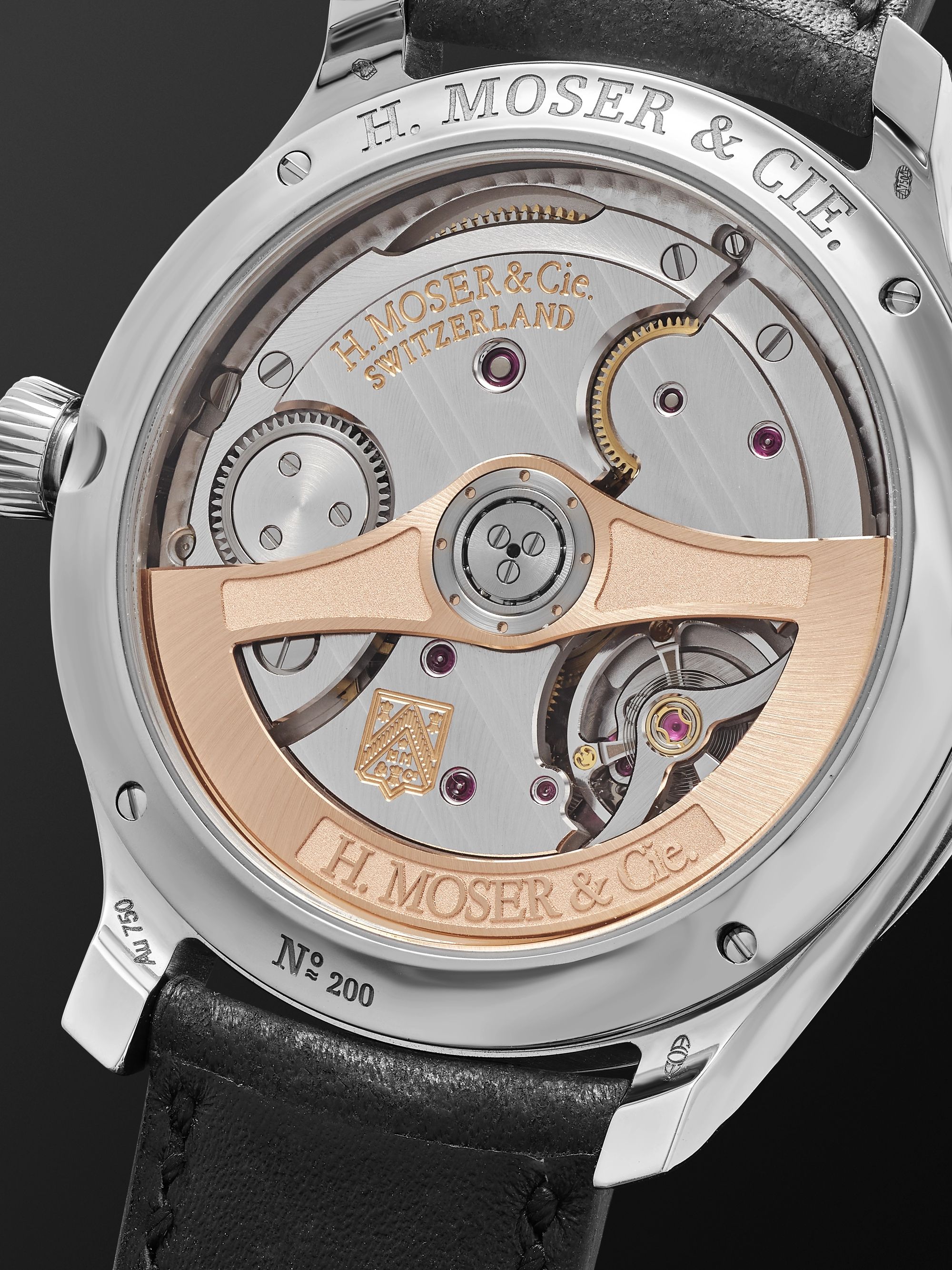 H. MOSER & CIE. Endeavour Central Seconds Automatic 40mm 18-Karat White Gold and Leather Watch, Ref. No. 1200-0201