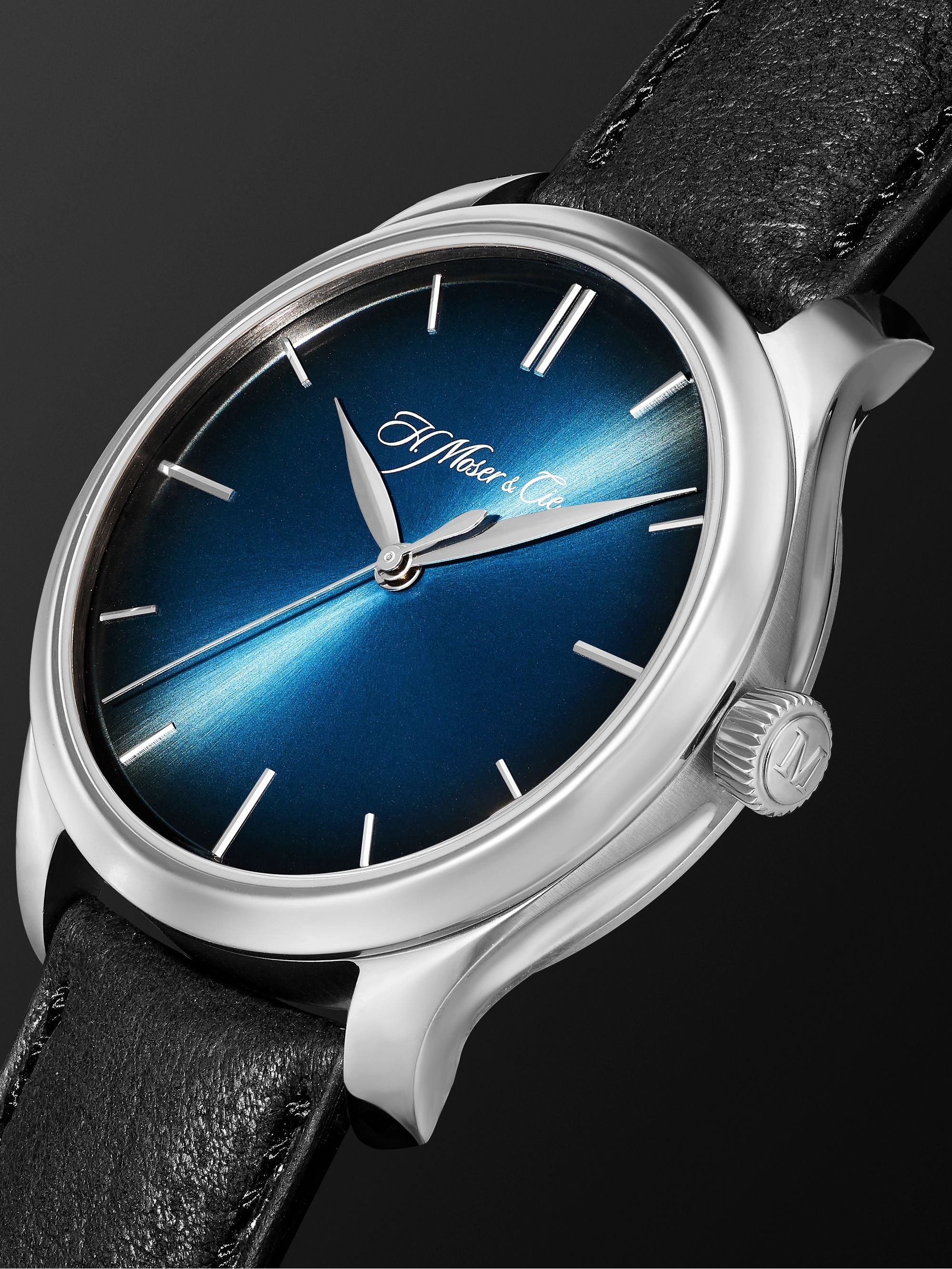 H. MOSER & CIE. Endeavour Central Seconds Automatic 40mm 18-Karat White Gold and Leather Watch, Ref. No. 1200-0201