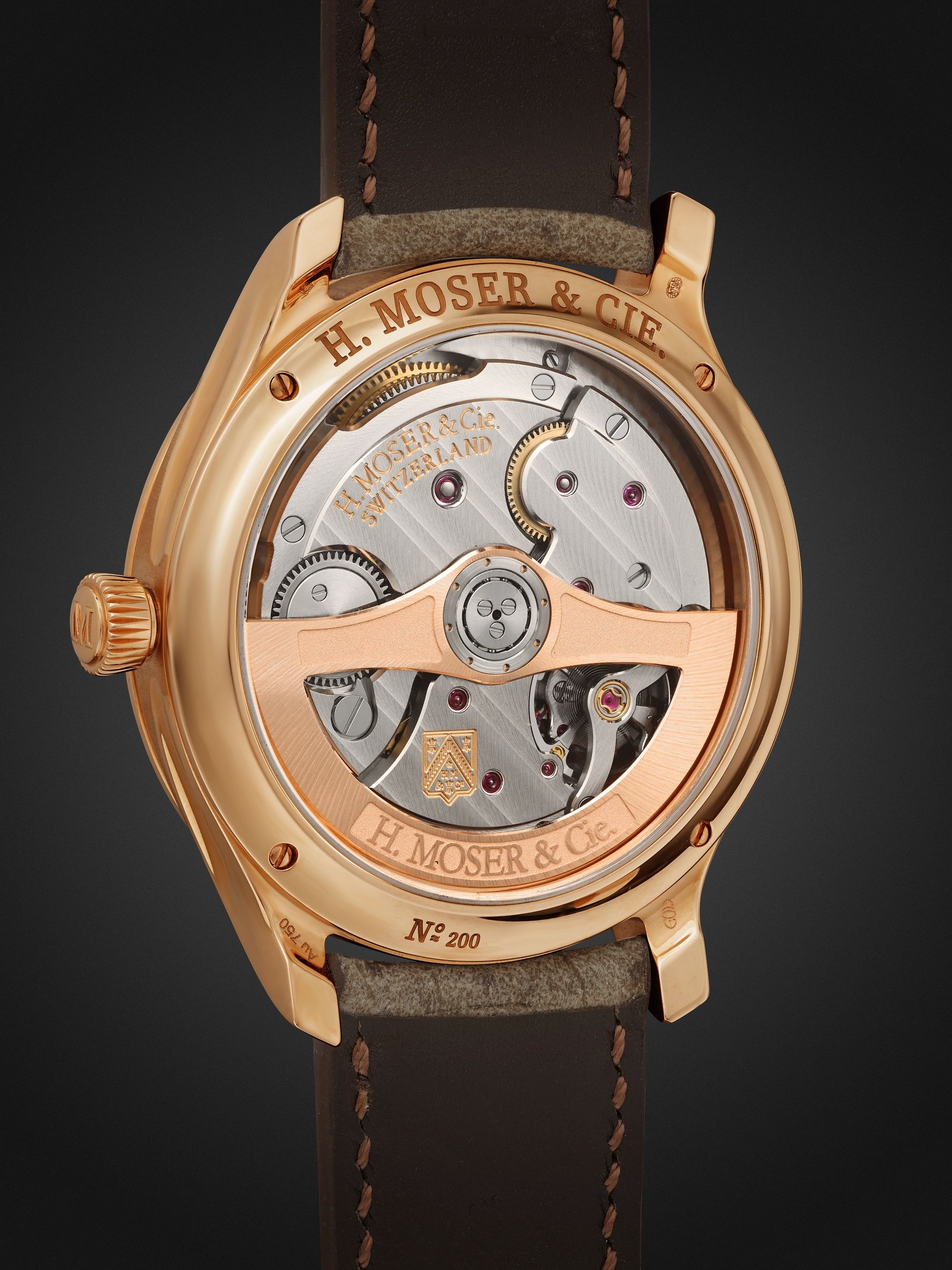 H. MOSER & CIE. Endeavour Perpetual Centre Seconds Automatic 40mm 18-Karat Red Gold and Leather Watch, Ref. No. 1200-0400