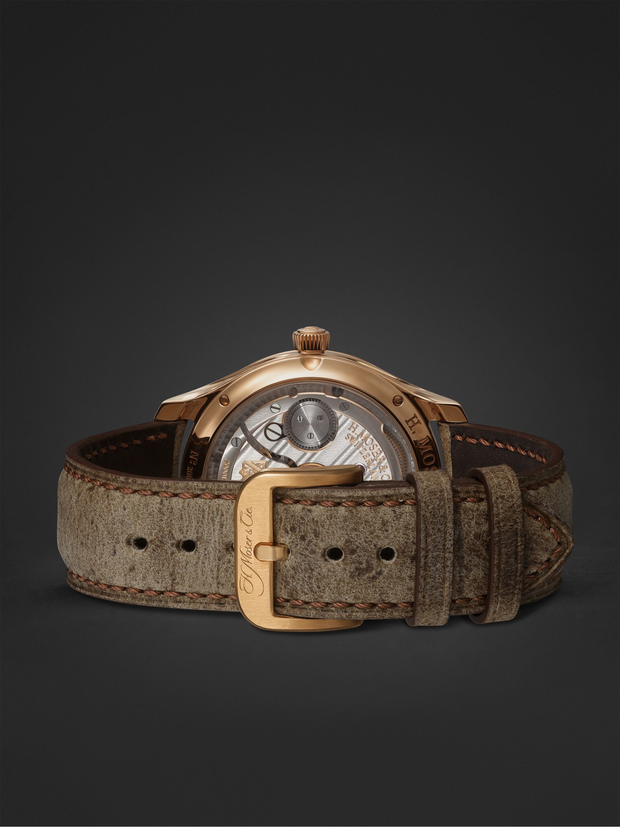 H. MOSER & CIE. Endeavour Perpetual Centre Seconds Automatic 40mm 18-Karat Red Gold and Leather Watch, Ref. No. 1200-0400