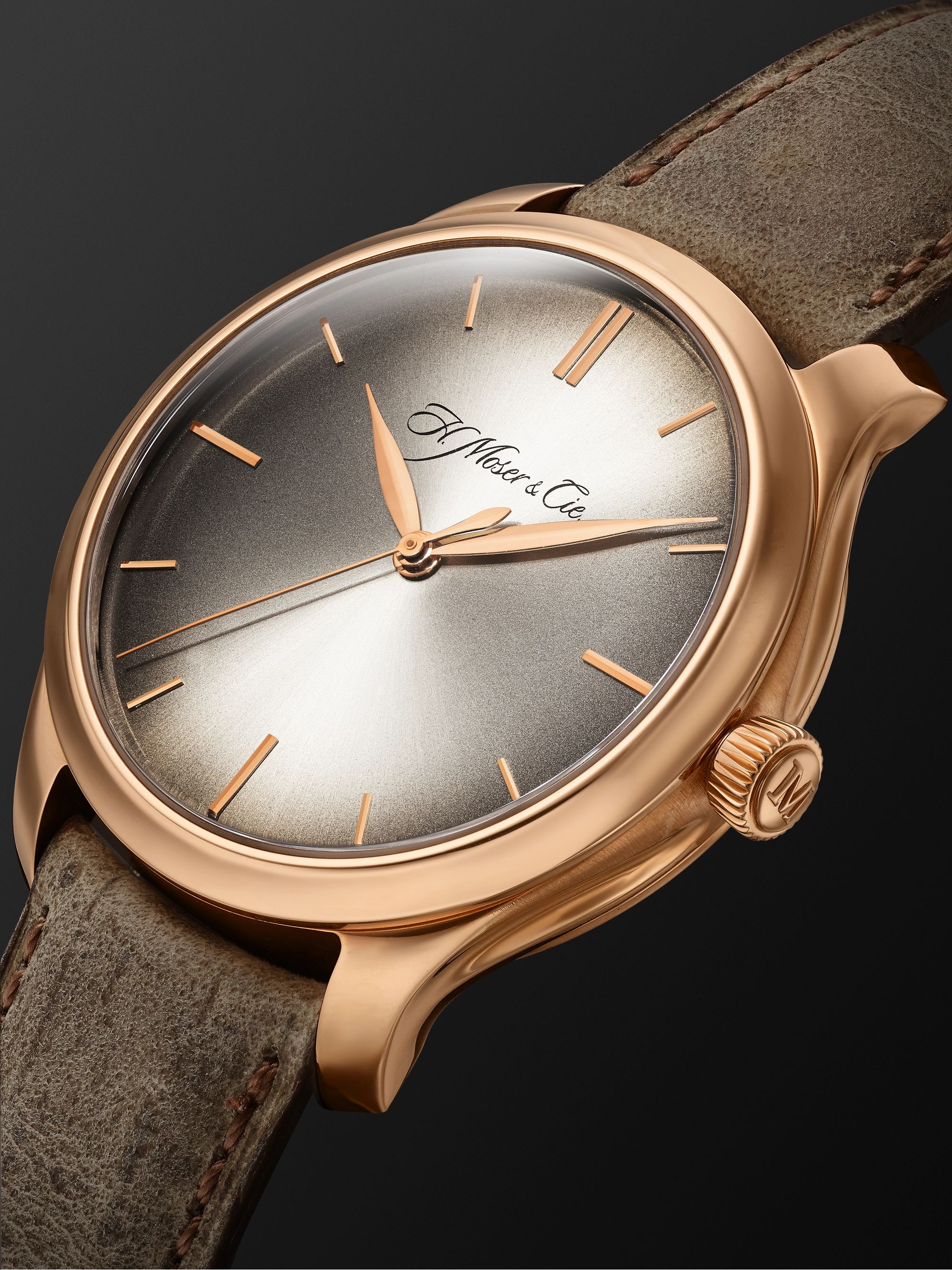 H. MOSER & CIE. Endeavour Perpetual Centre Seconds Automatic 40mm 18-Karat Red Gold and Leather Watch, Ref. No. 1200-0400