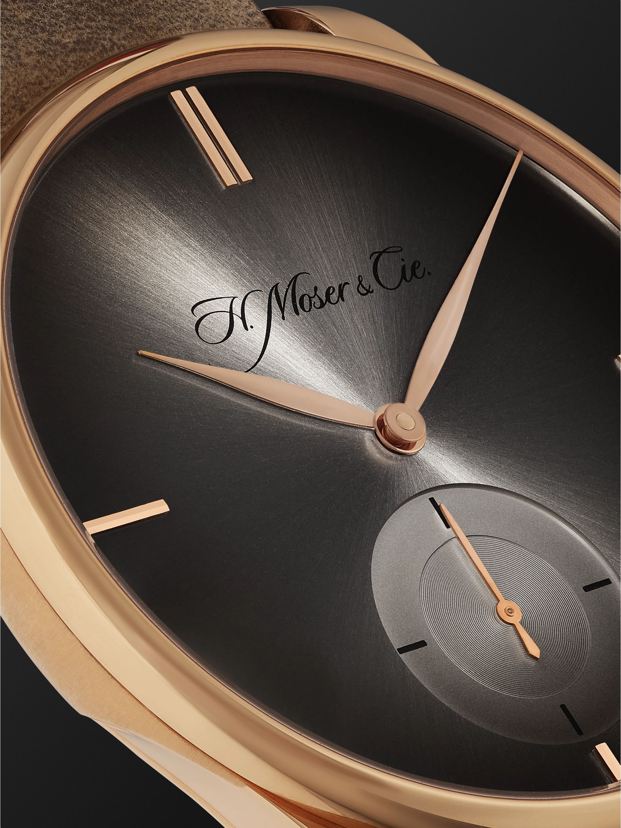 H. MOSER & CIE. Venturer Small Seconds Hand-Wound 43mm 18-Karat Red Gold and Leather Watch, Ref. No. 2327-0408
