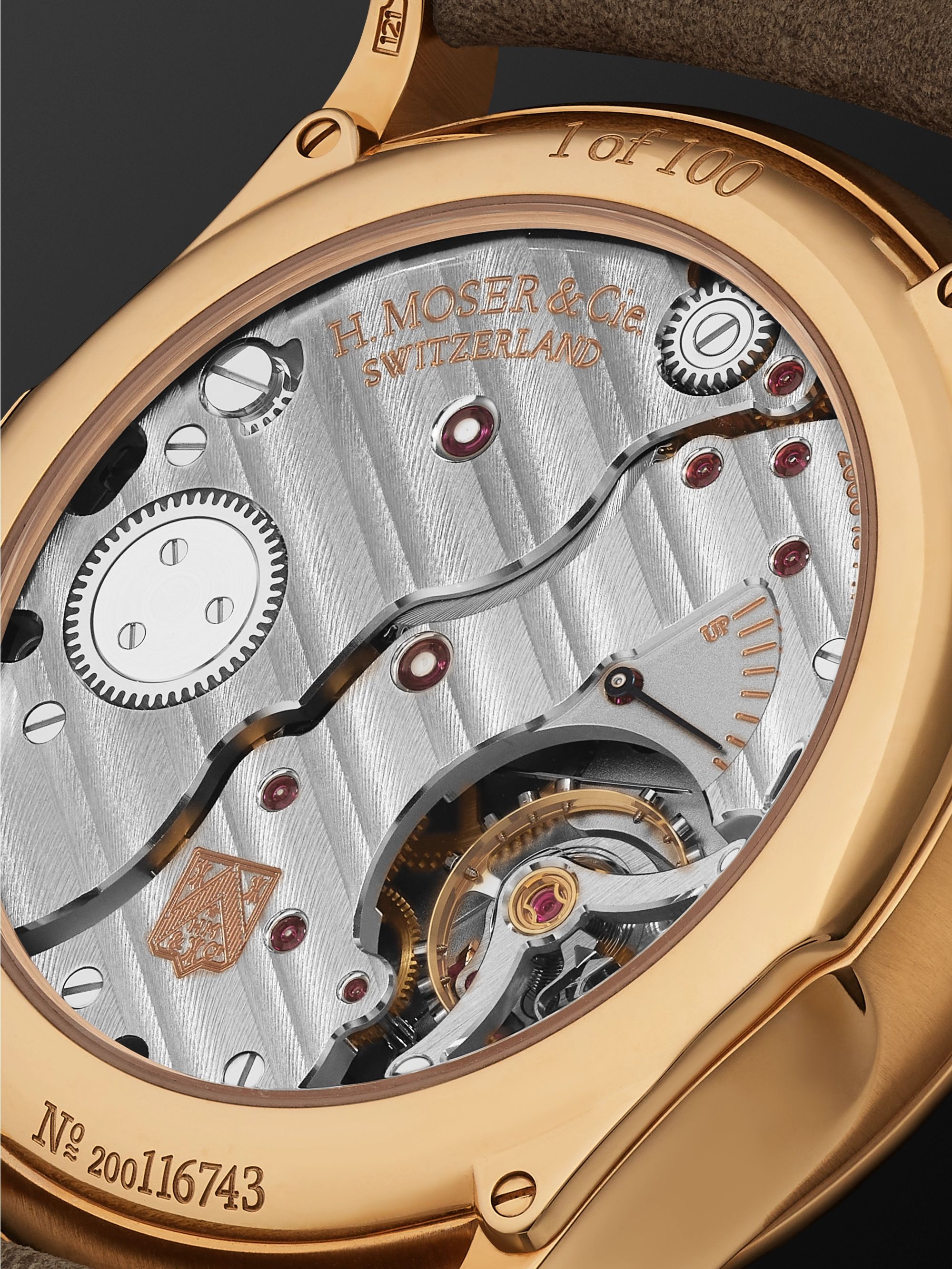 H. MOSER & CIE. Venturer Small Seconds Hand-Wound 43mm 18-Karat Red Gold and Leather Watch, Ref. No. 2327-0408