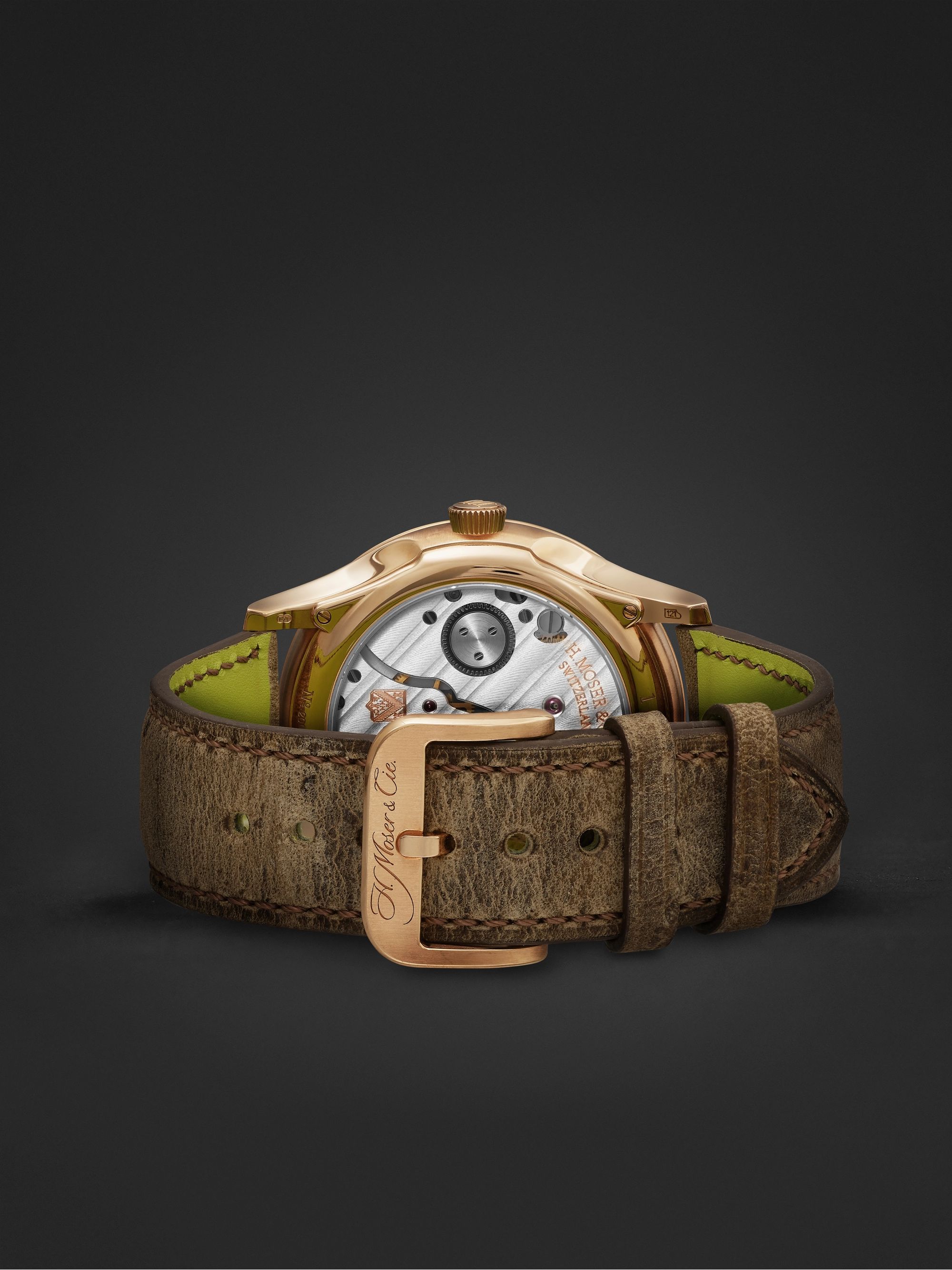 H. MOSER & CIE. Venturer Small Seconds Hand-Wound 43mm 18-Karat Red Gold and Leather Watch, Ref. No. 2327-0408